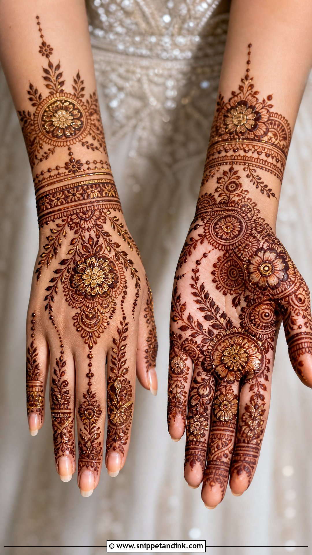 Glitter Bridal Wedding Henna Design - Snippet and Ink - 30 Wedding Henna Designs