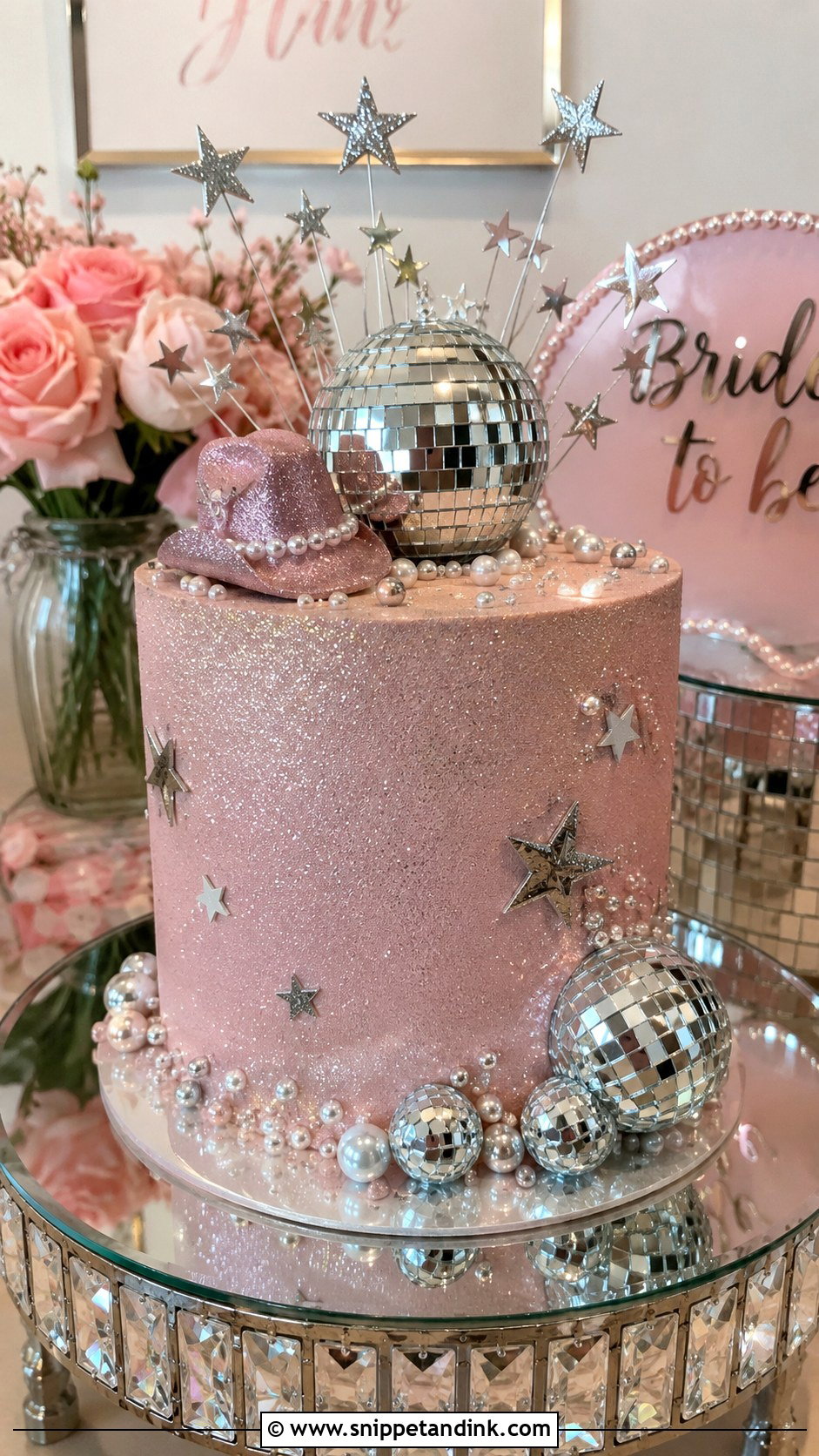Glitter Cowgirl Cake - Snippet and Ink - 25 Disco Cowgirl Bachelorette Cake Ideas for Wedding