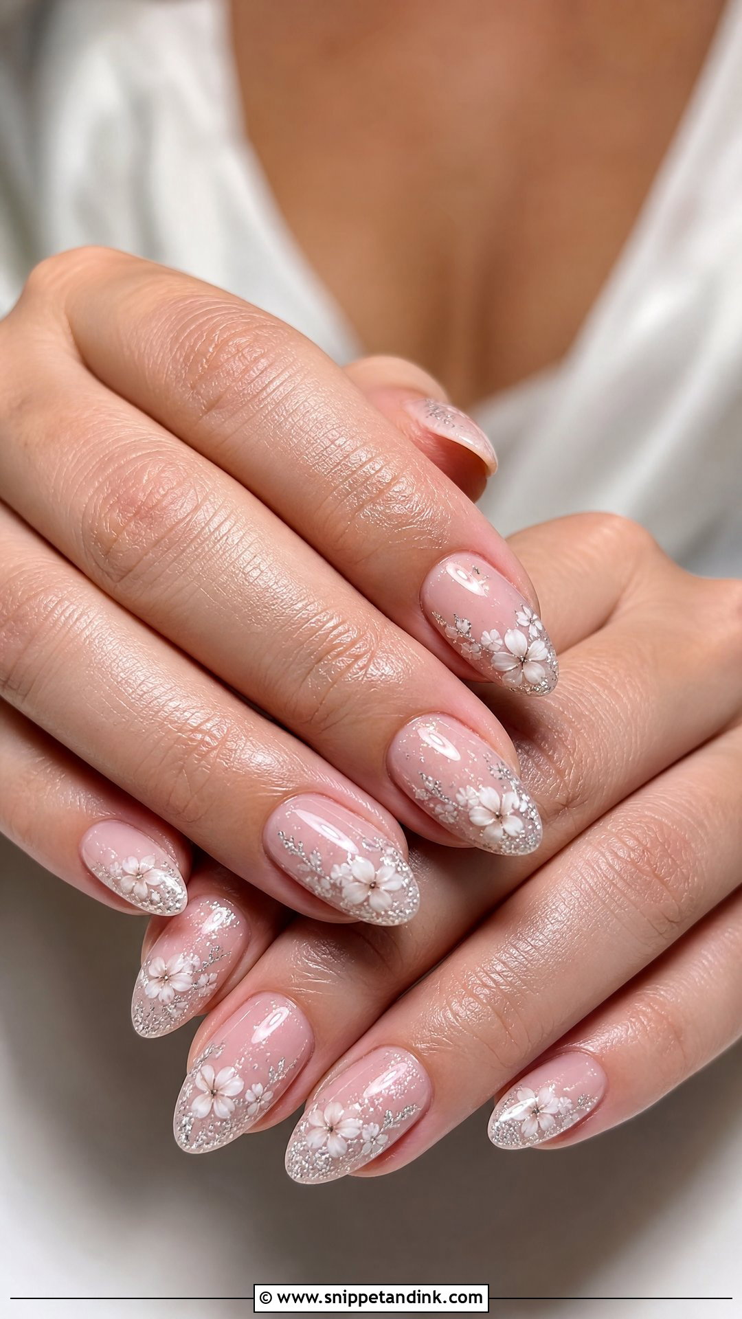 Glitter Floral Wedding Nails - Snippet and Ink - 25 Glitter Wedding Nails