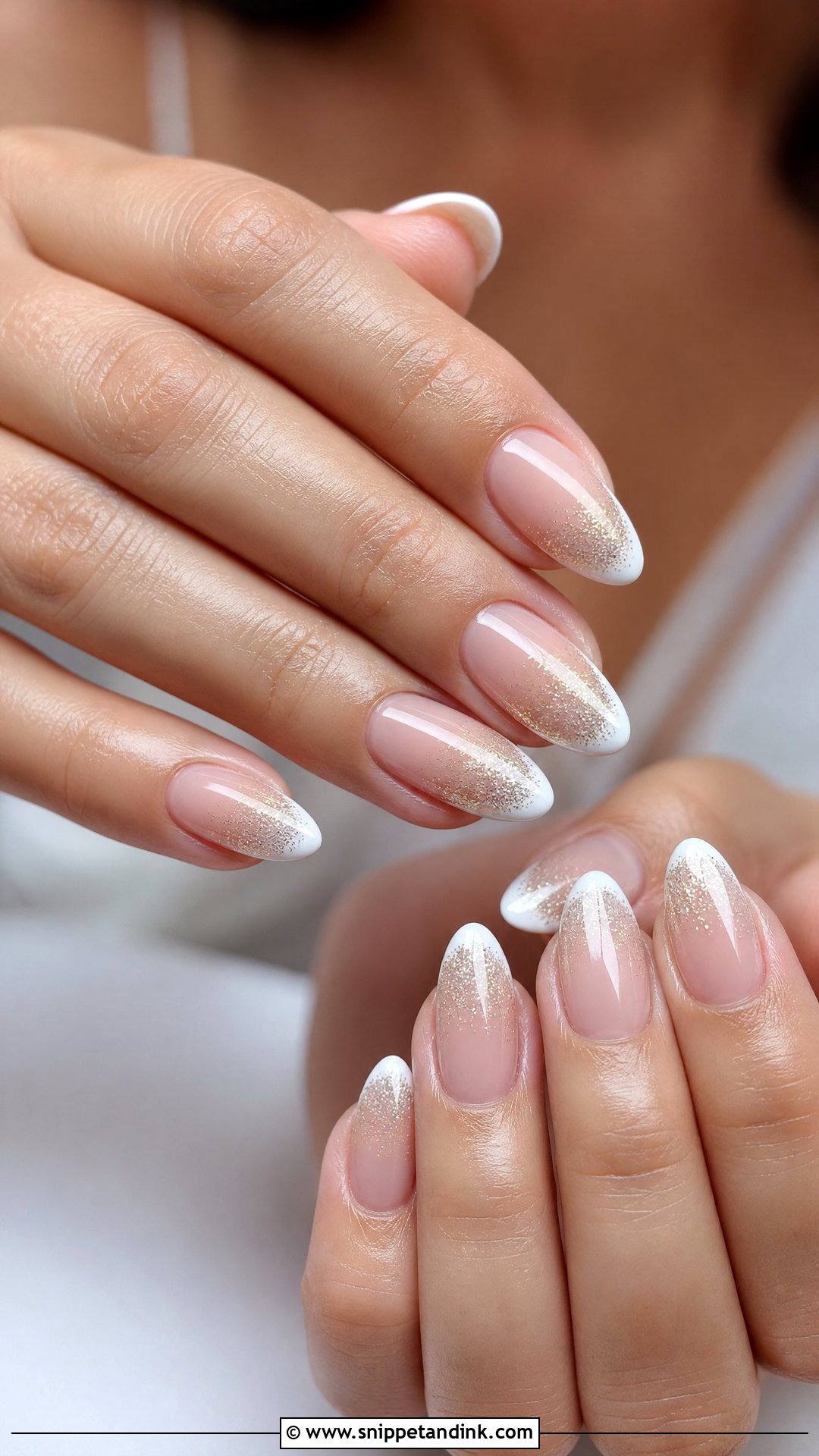 Glitter French Bridal Nails - Snippet and Ink - 25 French Bridal Nails