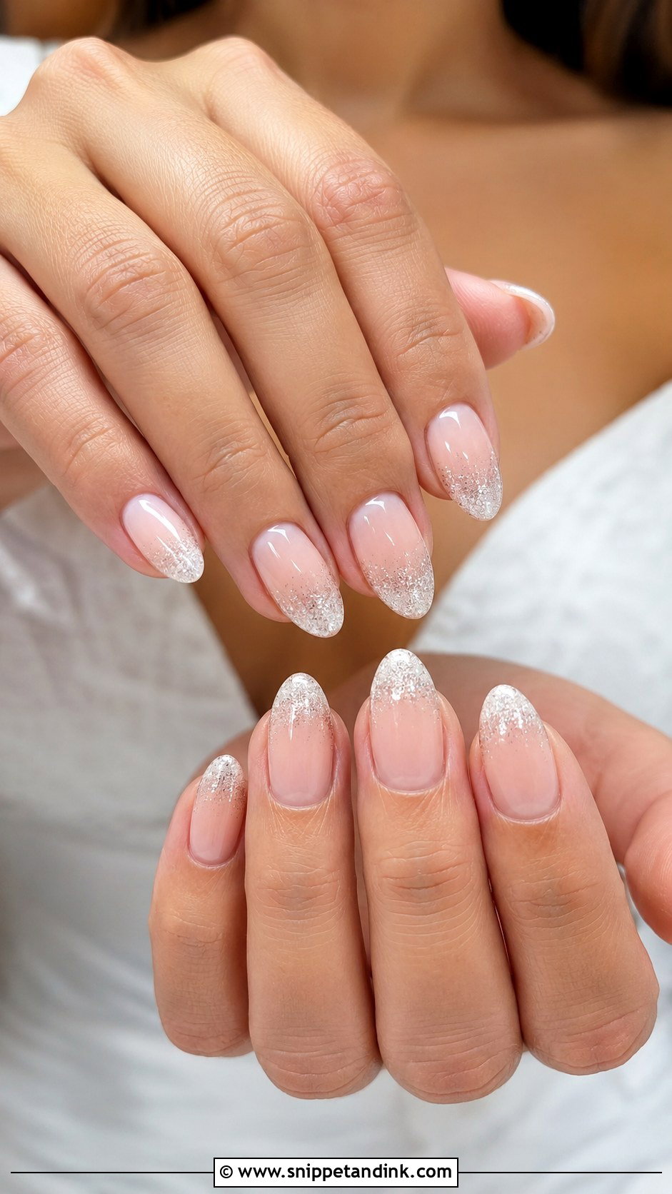 Glitter French Bride Nails - Snippet and Ink - 20 French Bride Nails