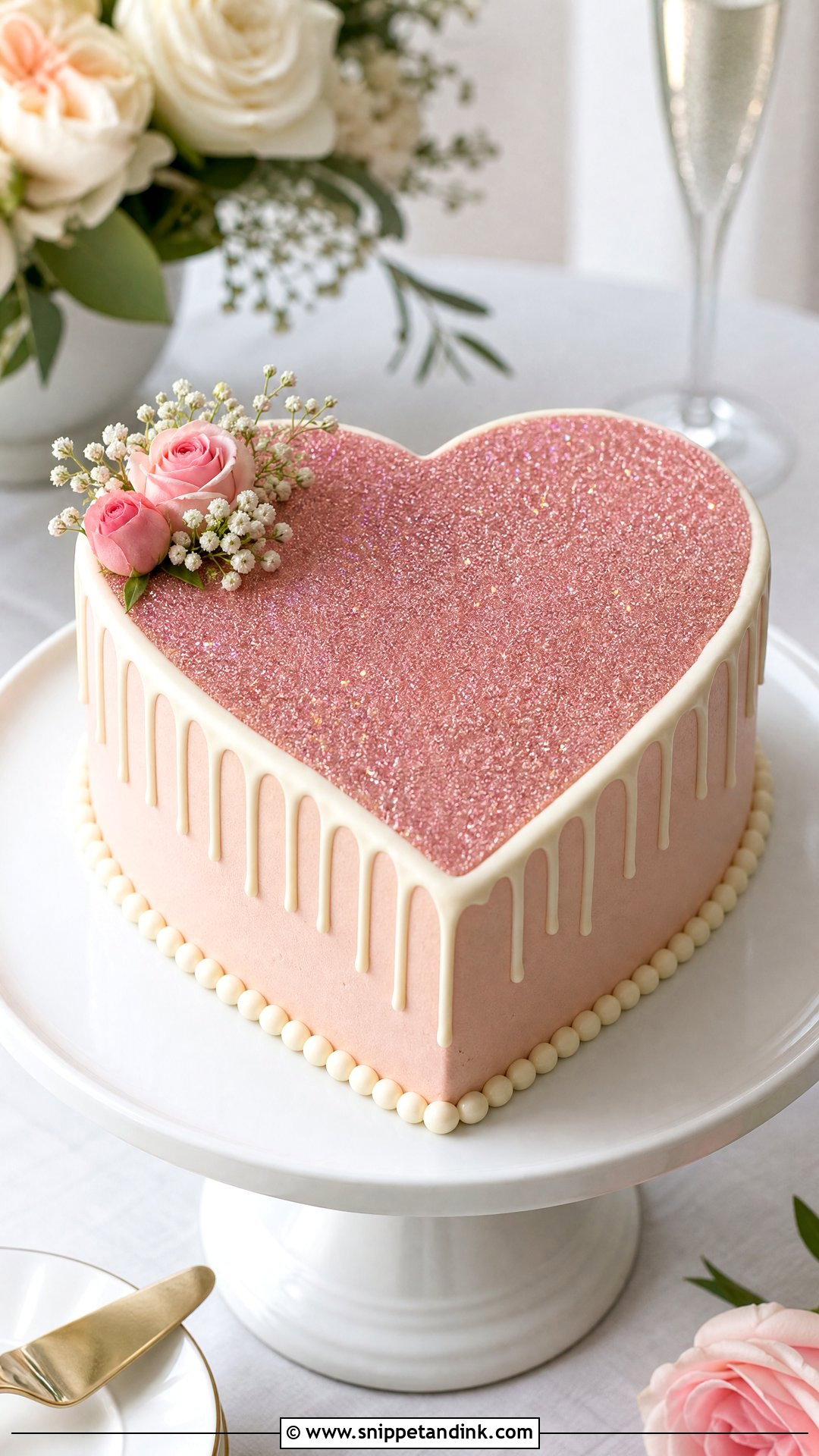 Glitter Heart Cake With Drip - Snippet and Ink - 25 Glitter Heart Cake Ideas for Wedding