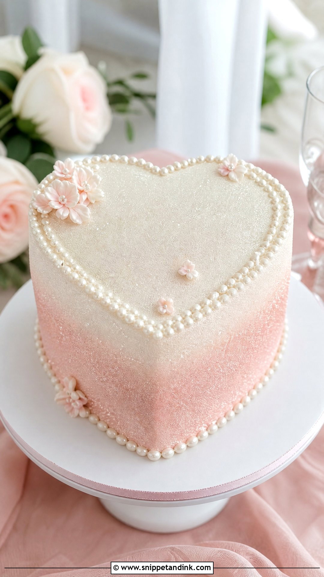 Glitter Heart Cake With Ombre - Snippet and Ink - 25 Glitter Heart Cake Ideas for Wedding