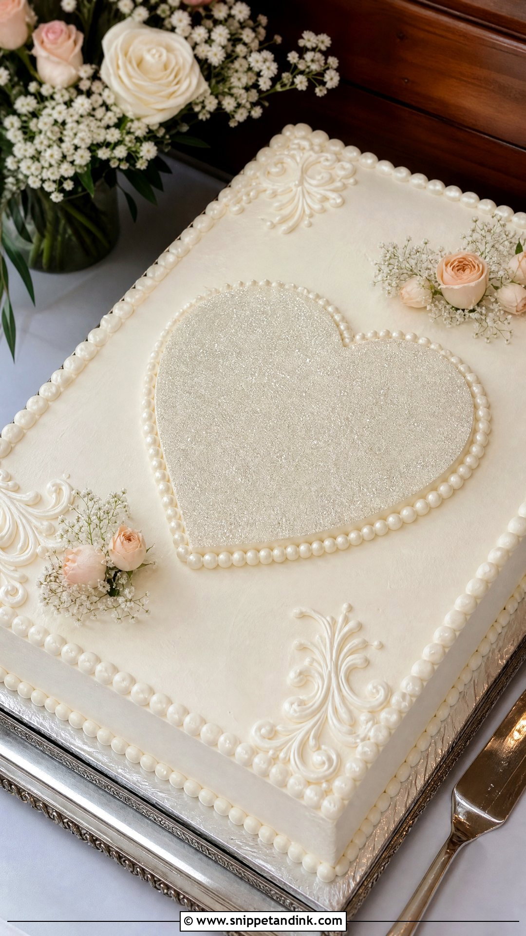 Glitter Heart Sheet Cake - Snippet and Ink - 25 Glitter Heart Cake Ideas for Wedding