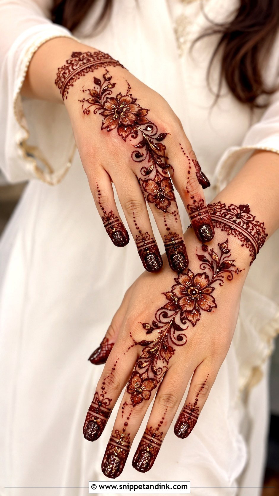 Glitter Mehndi Design - Snippet and Ink - 35 Trending Mehndi Designs
