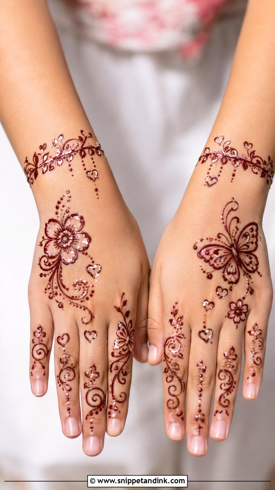 Glitter Mehndi Design For Kids - Snippet and Ink - 30 Kids Children Mehndi Designs