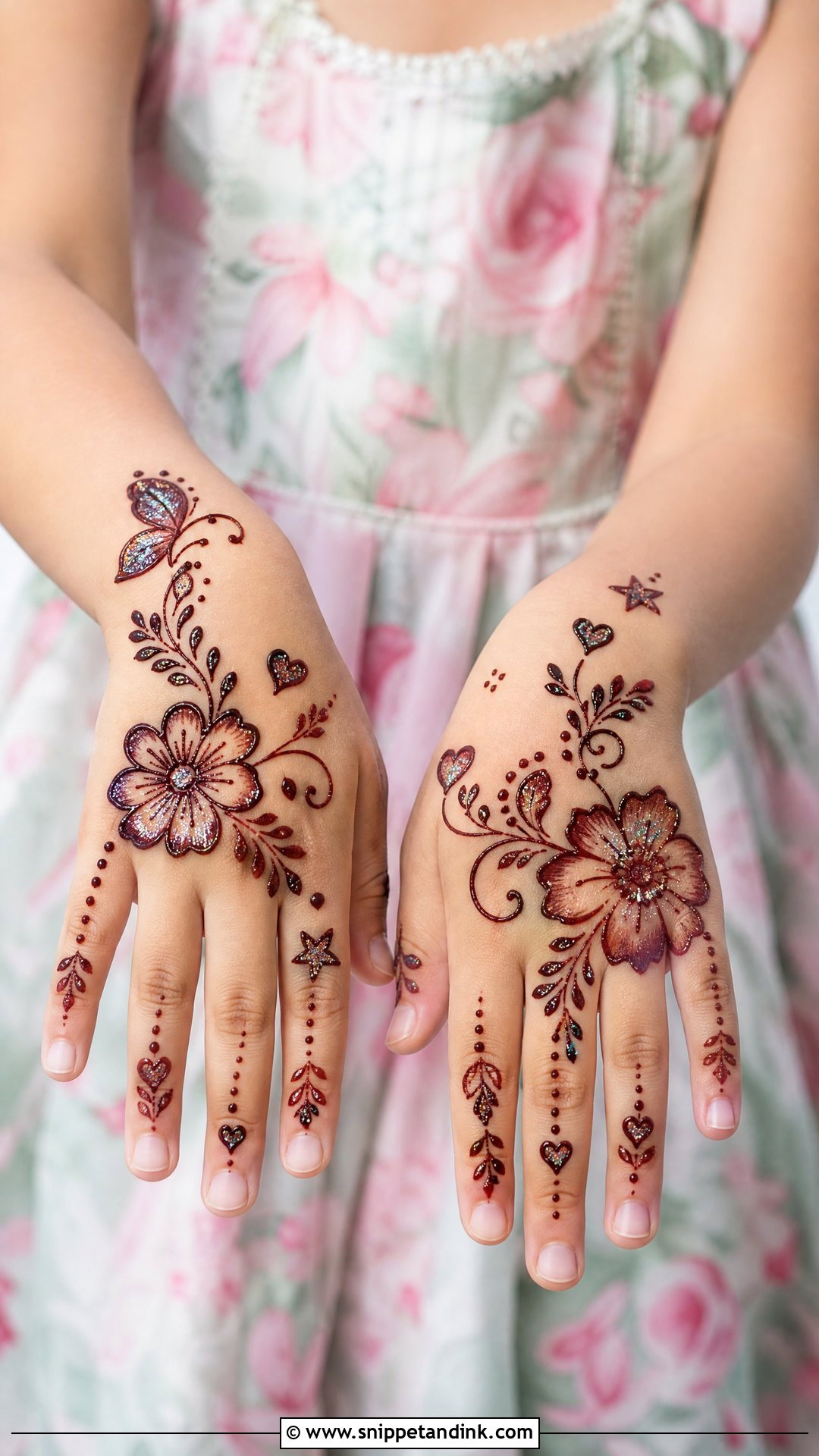 Glitter Mehndi Design for Children - Snippet and Ink - 30 Mehndi Designs for Children