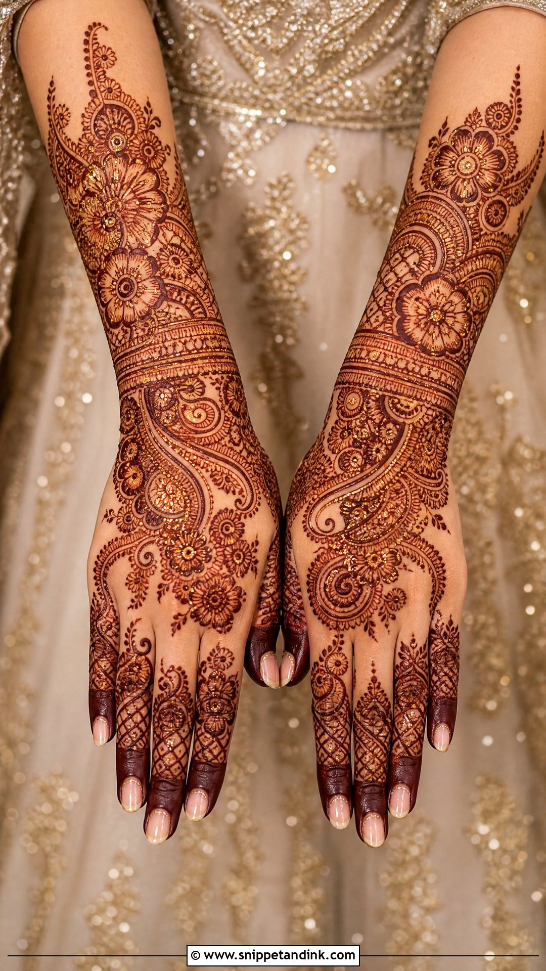 Glitter Muslim Bridal Mehndi Design - Snippet and Ink - 30 Unique Muslim Bridal Mehndi Designs