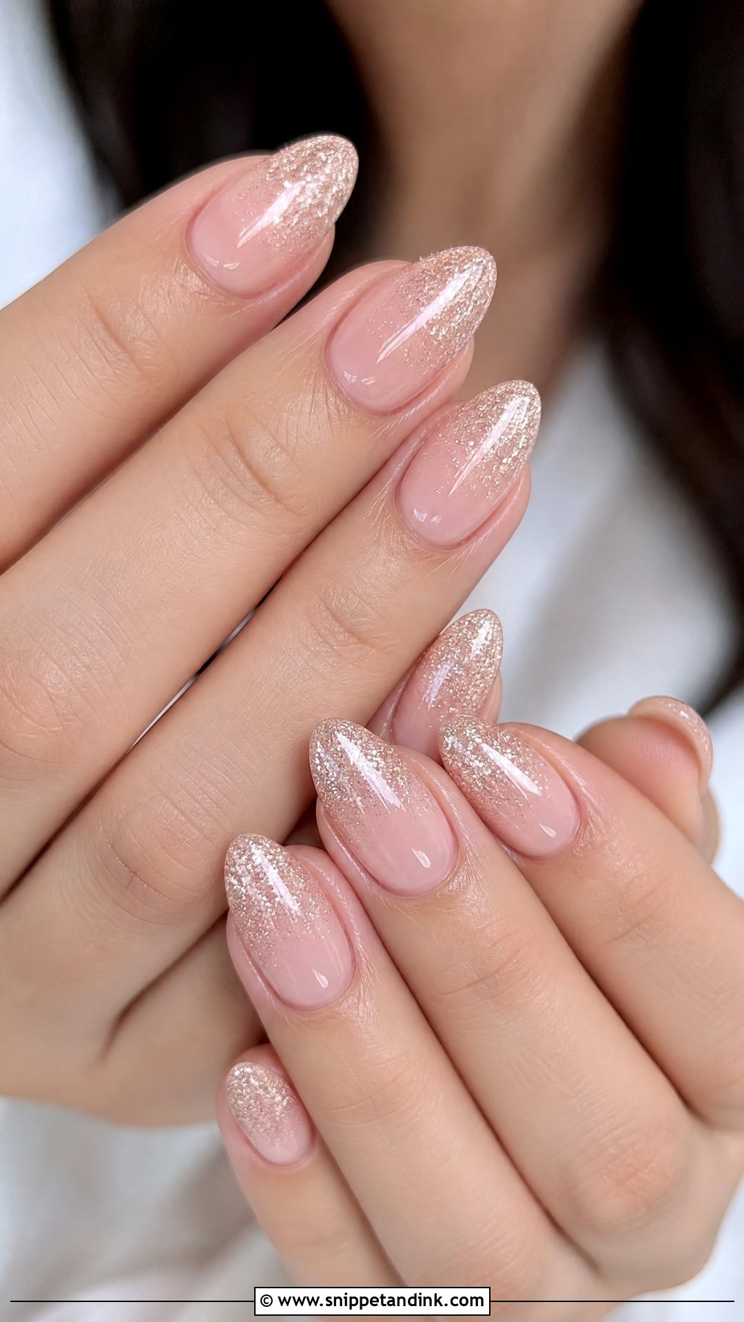 Glitter Ombre Almond Wedding Nails - Snippet and Ink - 25 Almond Wedding Nails
