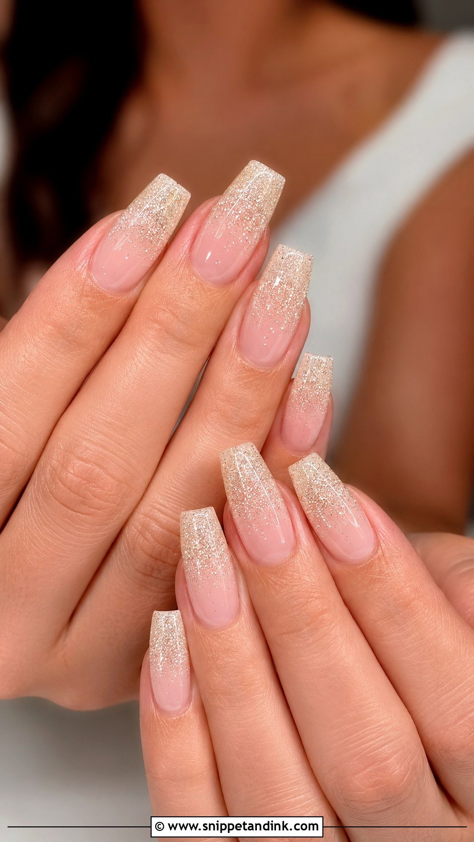 Glitter Ombre Bridal Acrylic Nails - Snippet and Ink - 20 Bridal Acrylic Nails