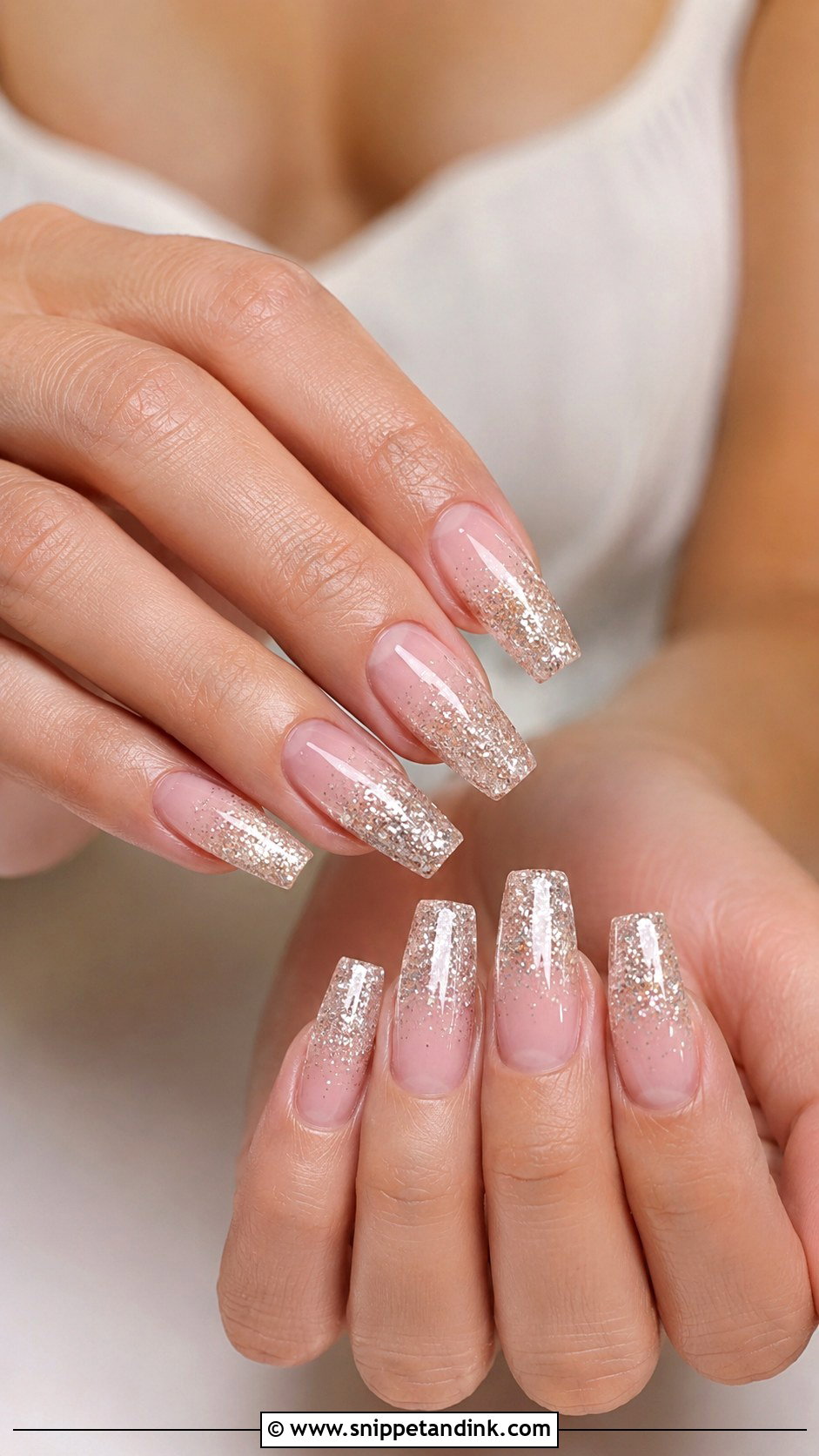 Glitter Ombre Bridal Nail Extensions - Snippet and Ink - 30 Bridal Nail Extension Designs