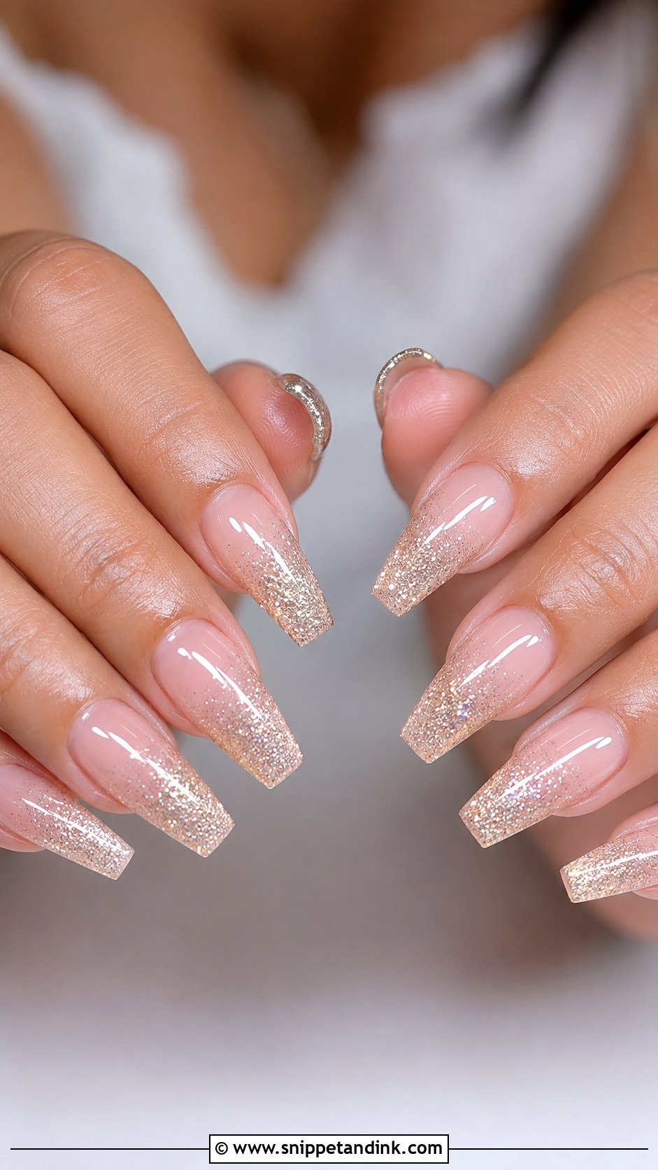 Glitter Ombre Bride Nail Extensions - Snippet and Ink - 20 Bride Nail Extension Designs