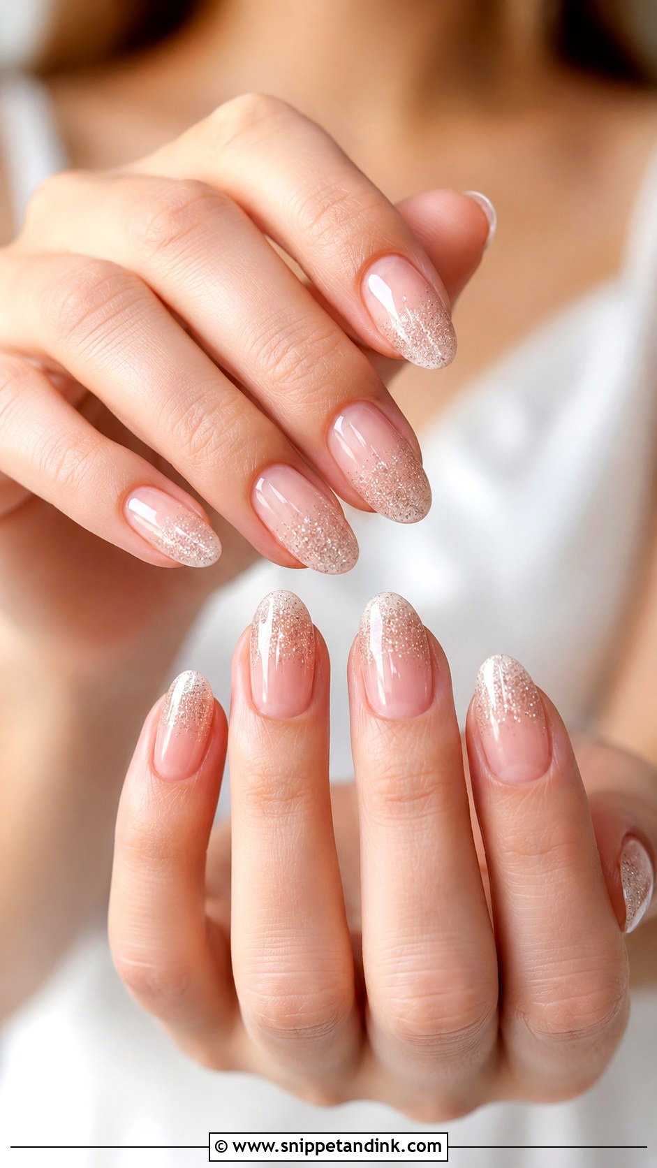 Glitter Ombre Oval Wedding Nails - Snippet and Ink - 20 Oval Wedding Nails