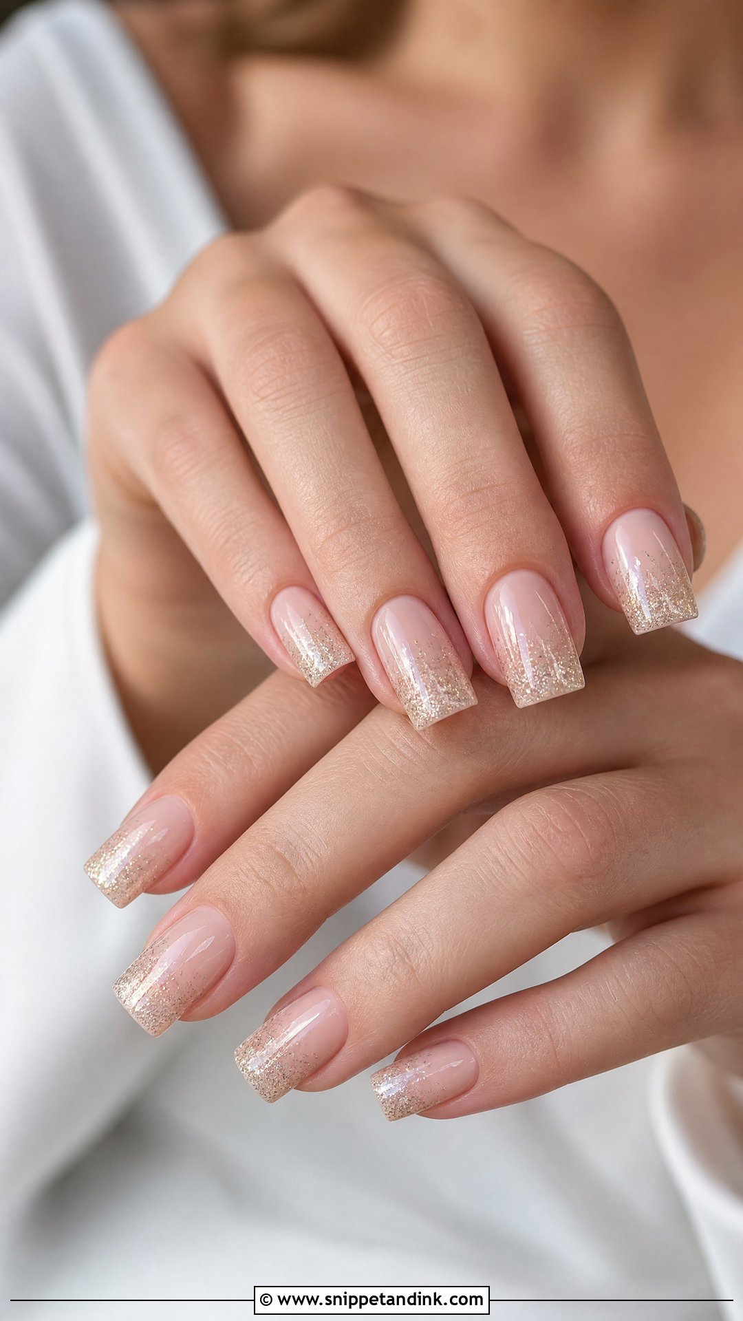 Glitter Ombre Square Bridal Nails - Snippet and Ink - 25 Square Bridal Nails