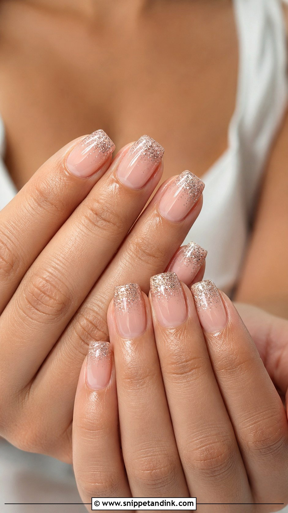 Glitter Ombre Square Wedding Guest Nails - Snippet and Ink - 20 Square Wedding Guest Nails