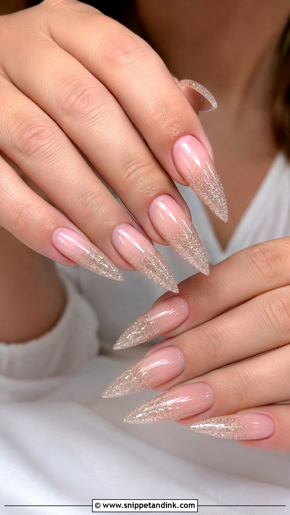 Glitter Ombre Stiletto Wedding Nails - Snippet and Ink - 20 Stiletto Wedding Nails