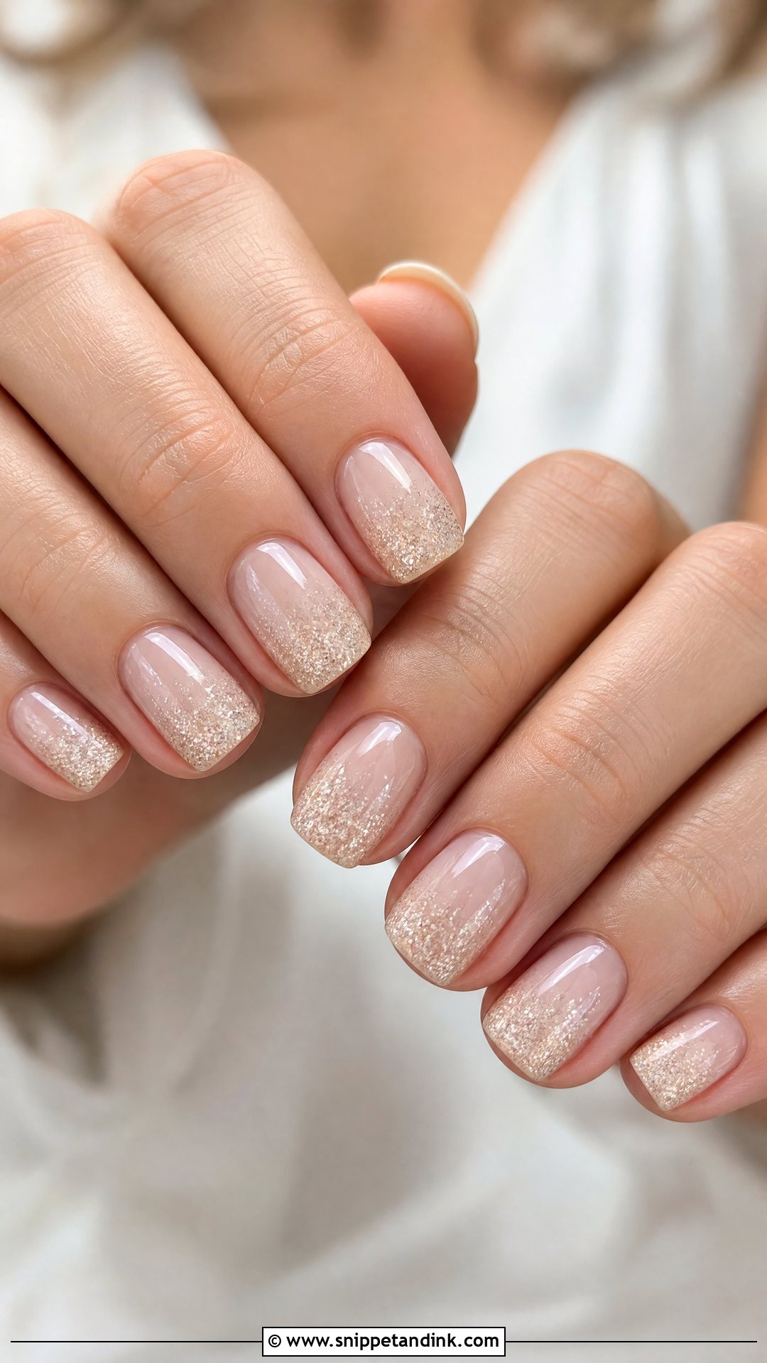 Glitter Short Bridal Nails - Snippet and Ink - 25 Short Bridal Nails