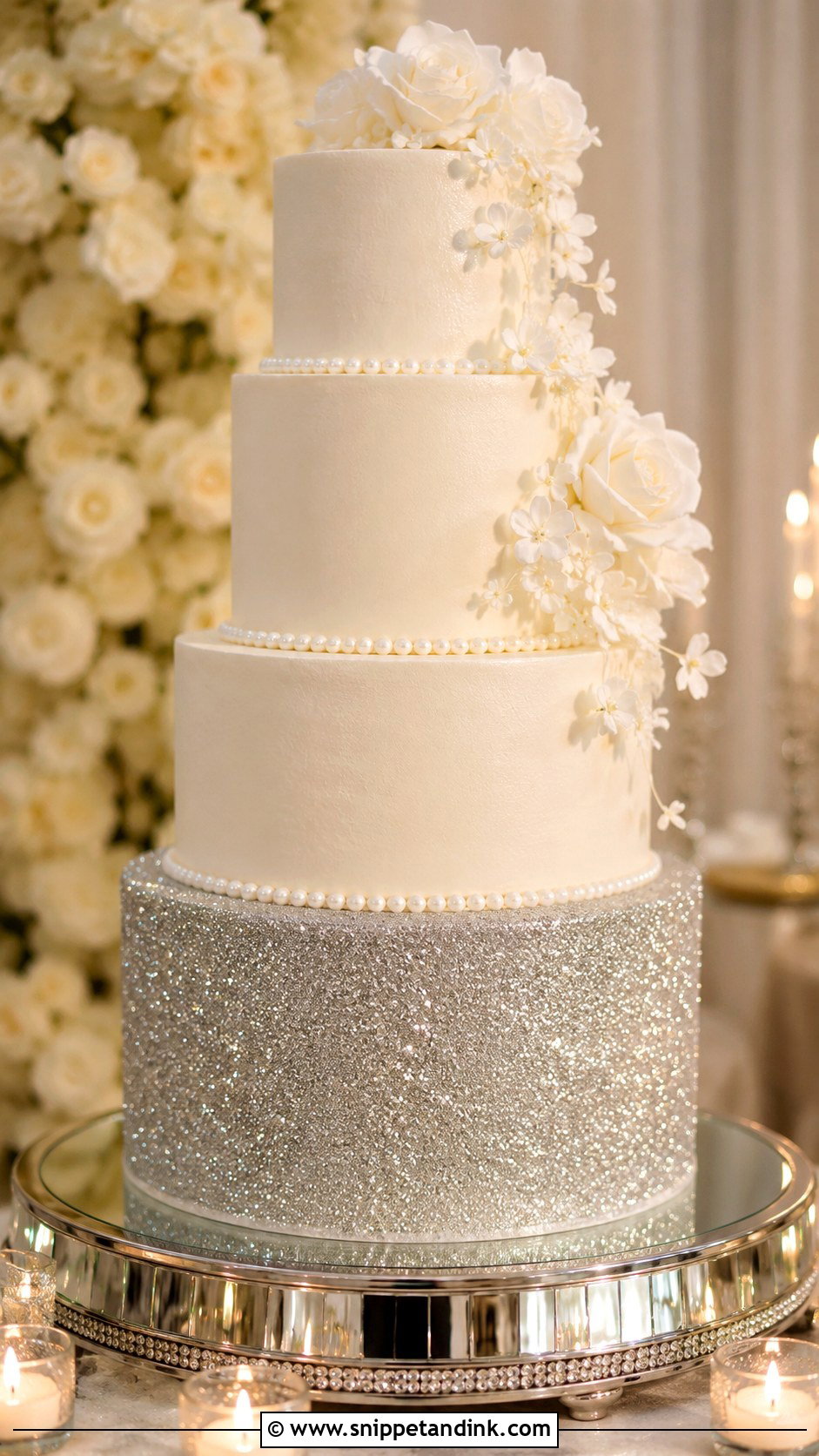 Glitter Wedding Cake - Snippet and Ink - 20 Glitz and Glam Cake Ideas for Wedding