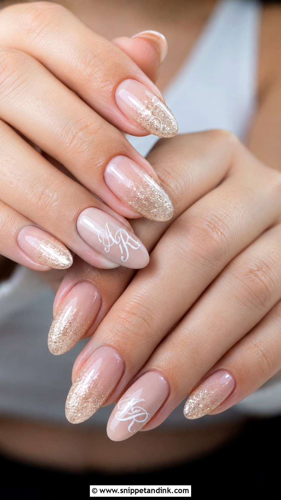 Glitter Wedding Nails With Initials - Snippet and Ink - 20 Wedding Nails with Initials