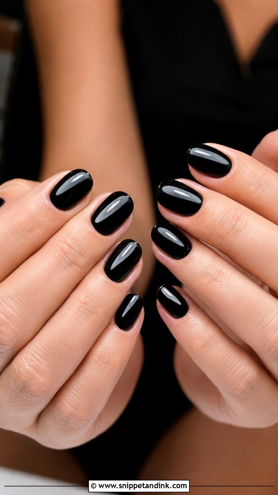 Glossy Black Bridesmaid Nails - Snippet and Ink - 20 Black Bridesmaid Wedding Nails