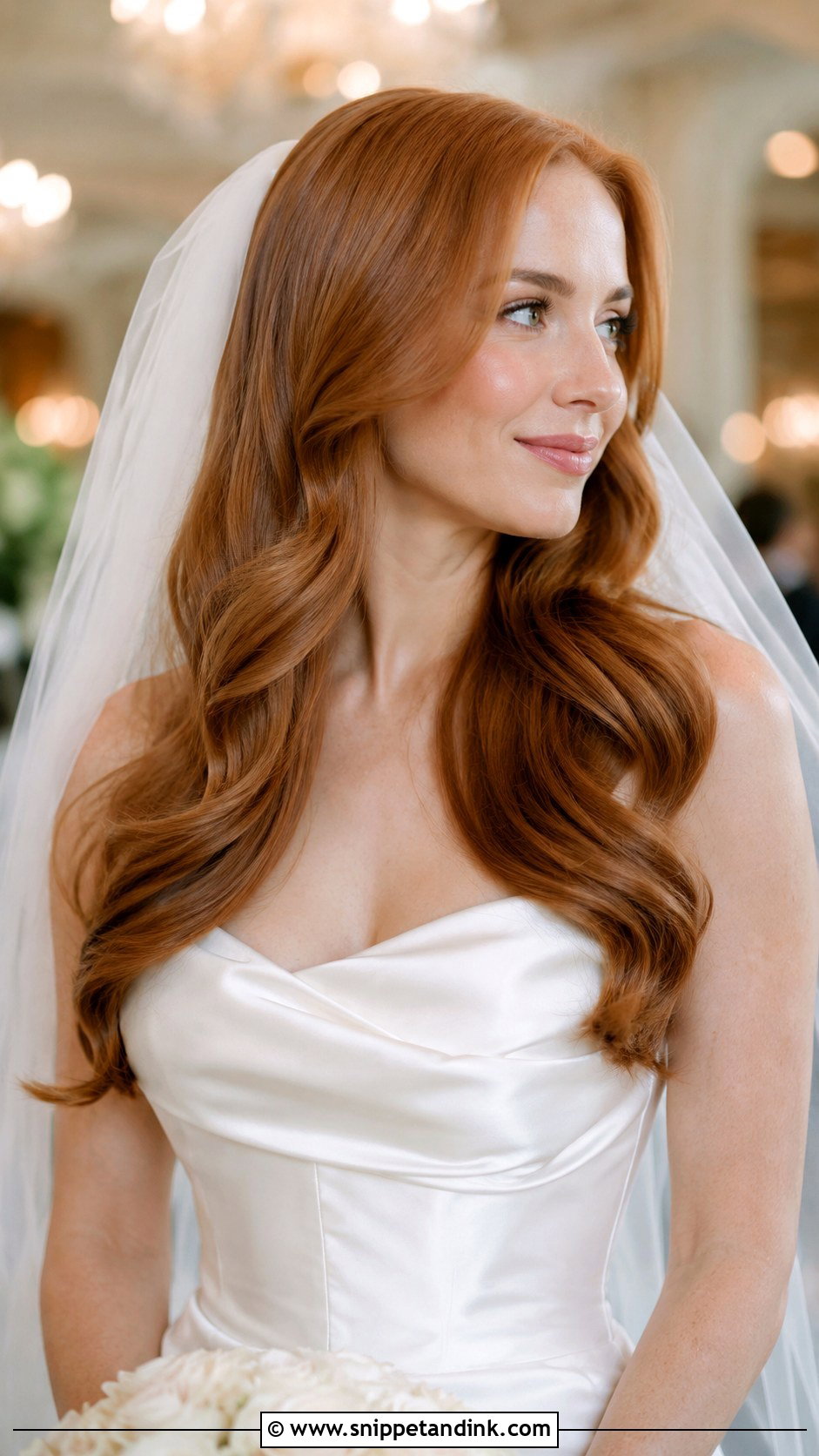 Glossy Blowout with Cathedral Veil - Snippet and Ink - 25 Cathedral Veil with Hair Down Ideas