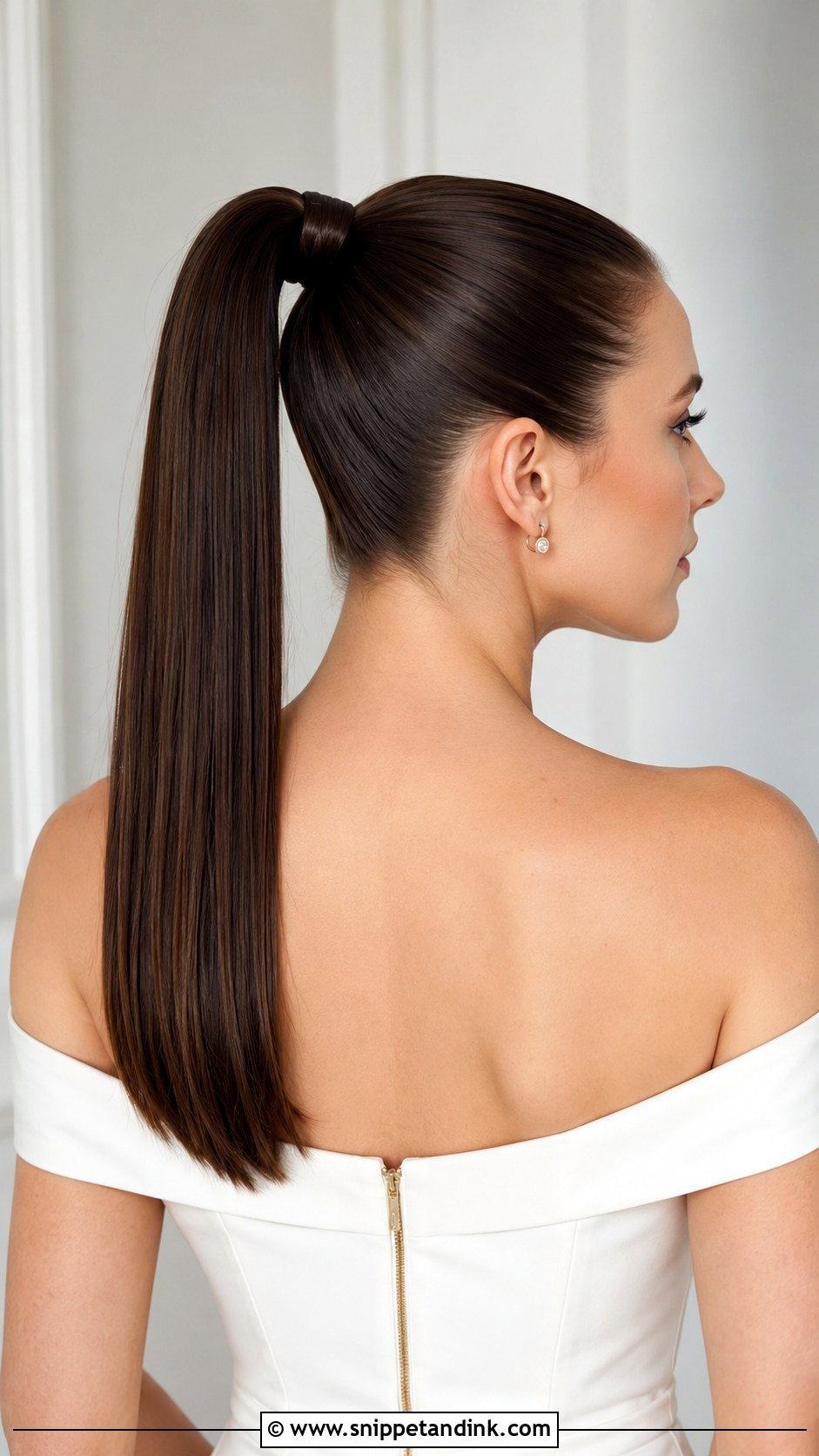 Glossy Bridal Ponytail - Snippet and Ink - 25 Bridal Hair Ponytail Ideas