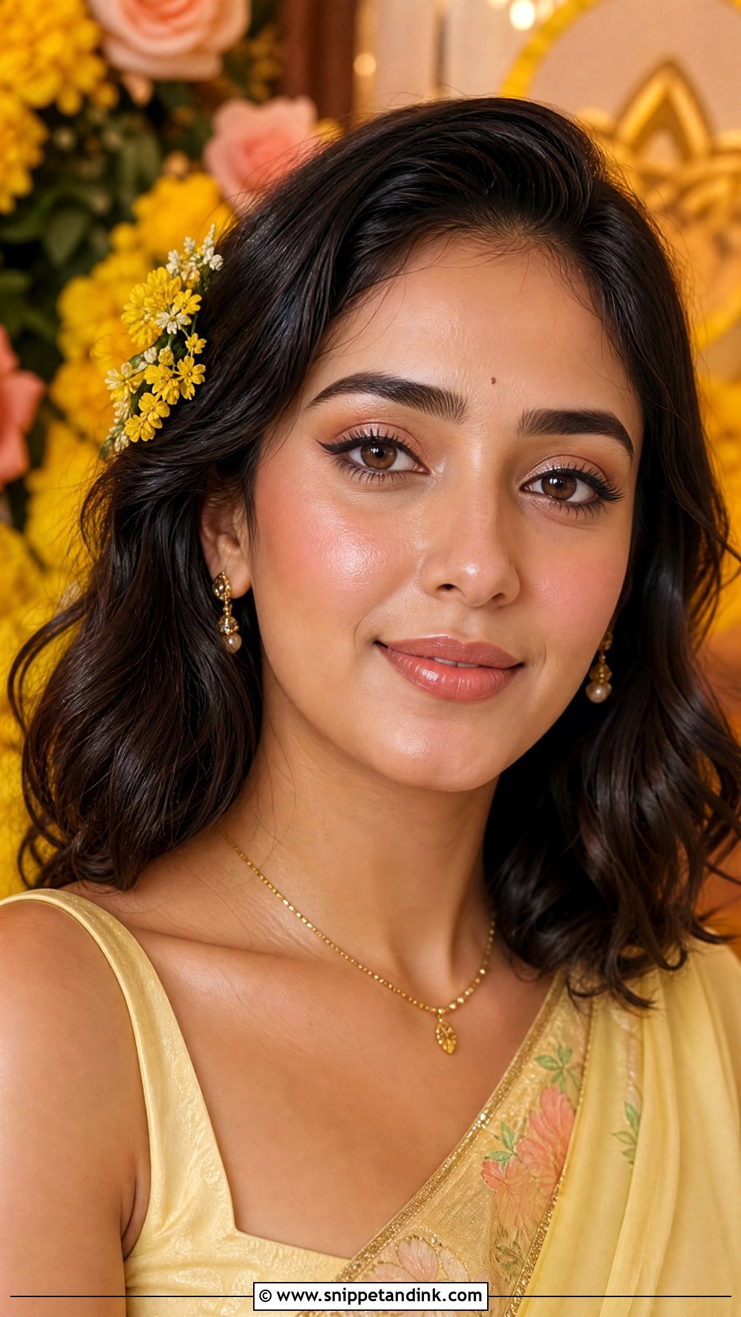 Glossy Haldi Makeup Look - Snippet and Ink - 25 Haldi Makeup Look for Bride Ideas