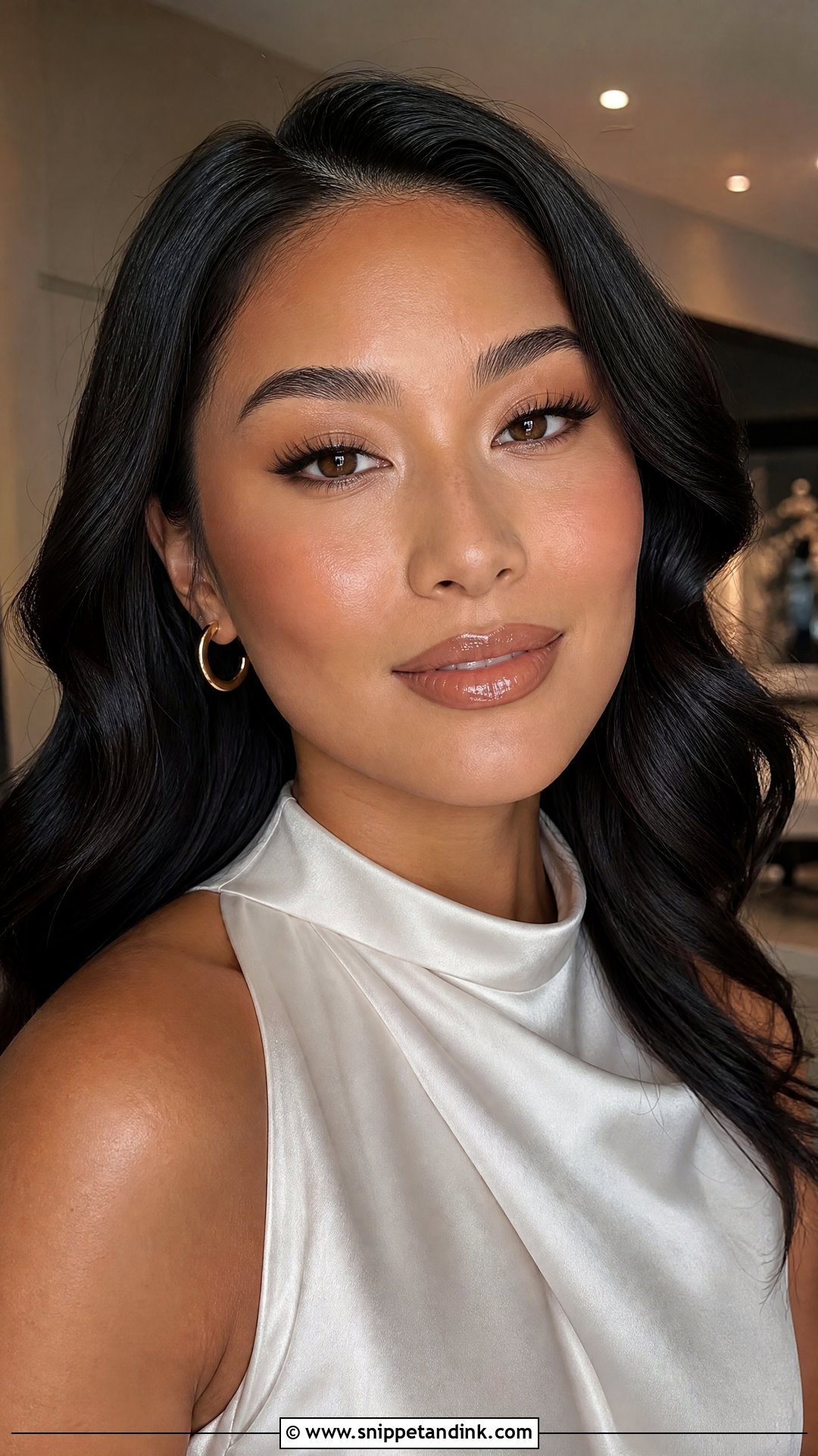 Glossy Nude Bronzed Wedding Makeup - Snippet and Ink - 20 Sun Kissed Bronzed Wedding Makeup Look Ideas
