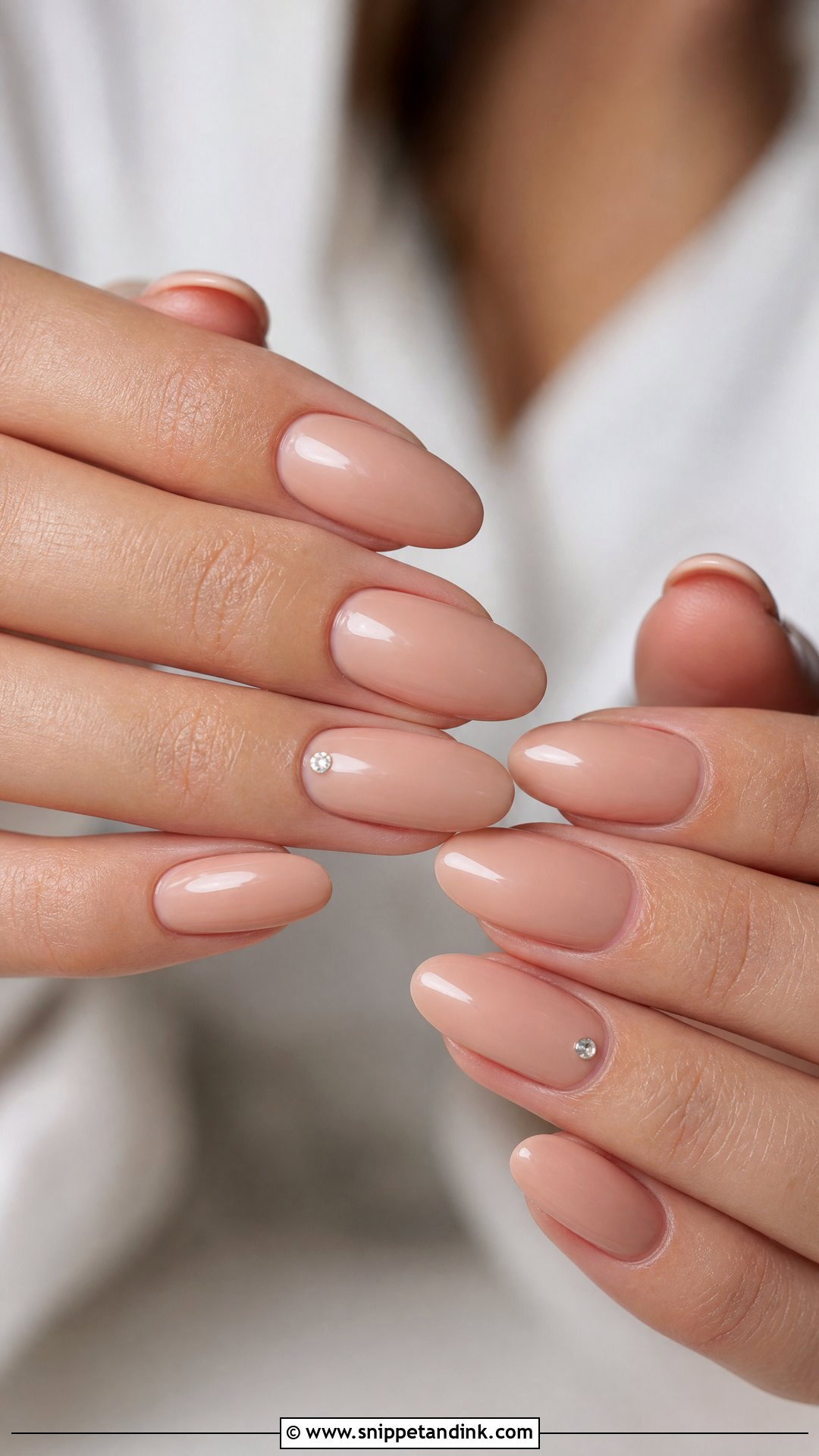 Glossy Nude Wedding Nails - Snippet and Ink - 35 Nail Art Wedding Ideas