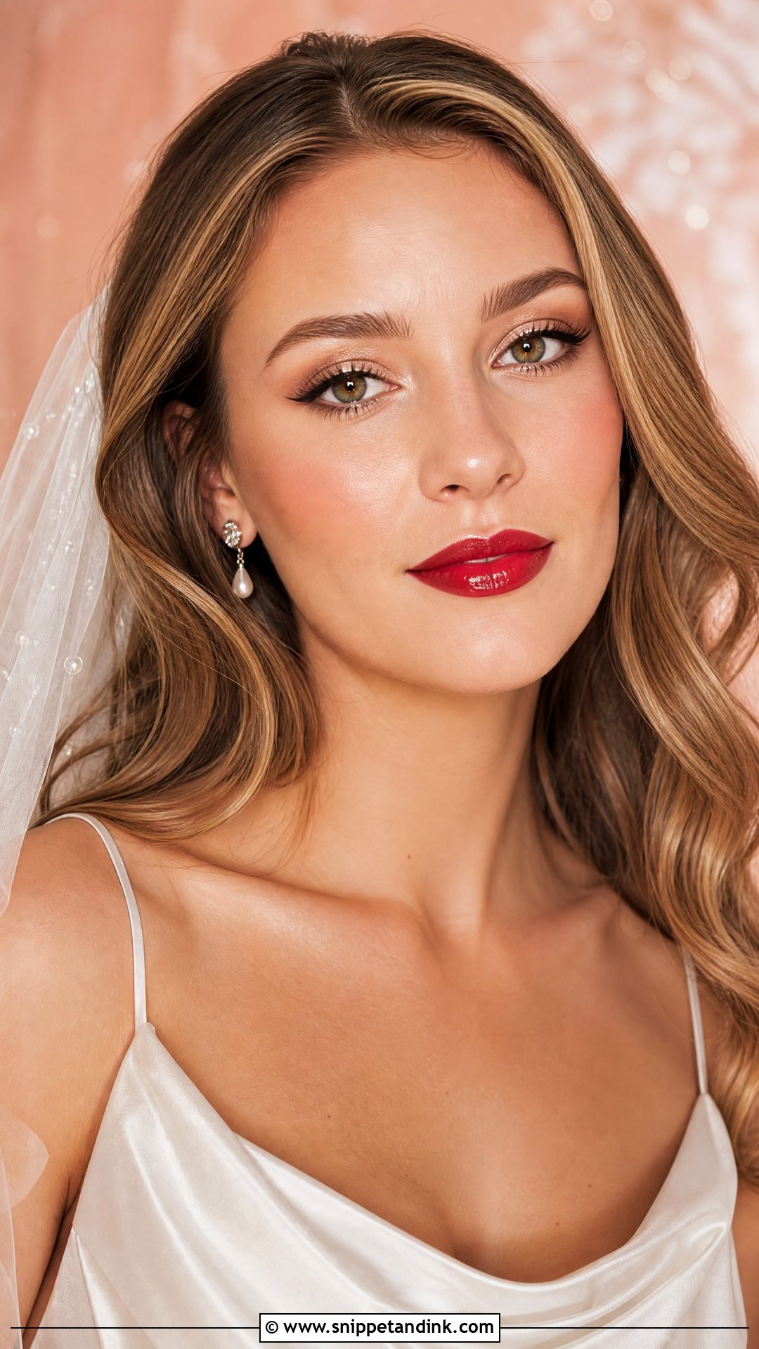 Glossy Red Lip Bridal Makeup - Snippet and Ink - 25 Bridal Makeup with Red Lips