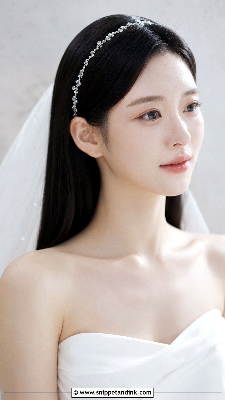 Glossy Straight Bridal Hair - Snippet and Ink - 25 Asian Bridal Hair Ideas