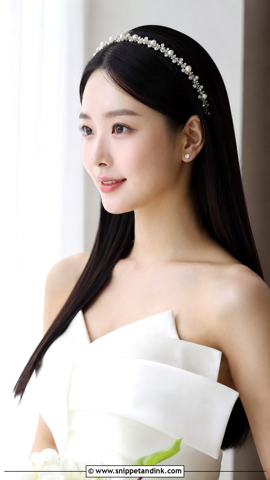 Glossy Straight Hair With Headband - Snippet and Ink - 25 Elegant Wedding Hair Down Ideas
