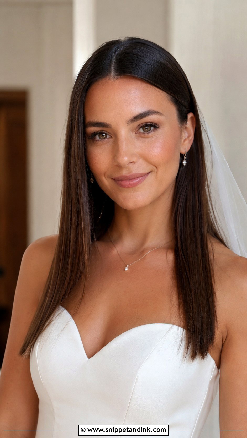 Glossy Straight Hair Worn Down - Snippet and Ink - 20 Sophia Richie Wedding Hair Ideas