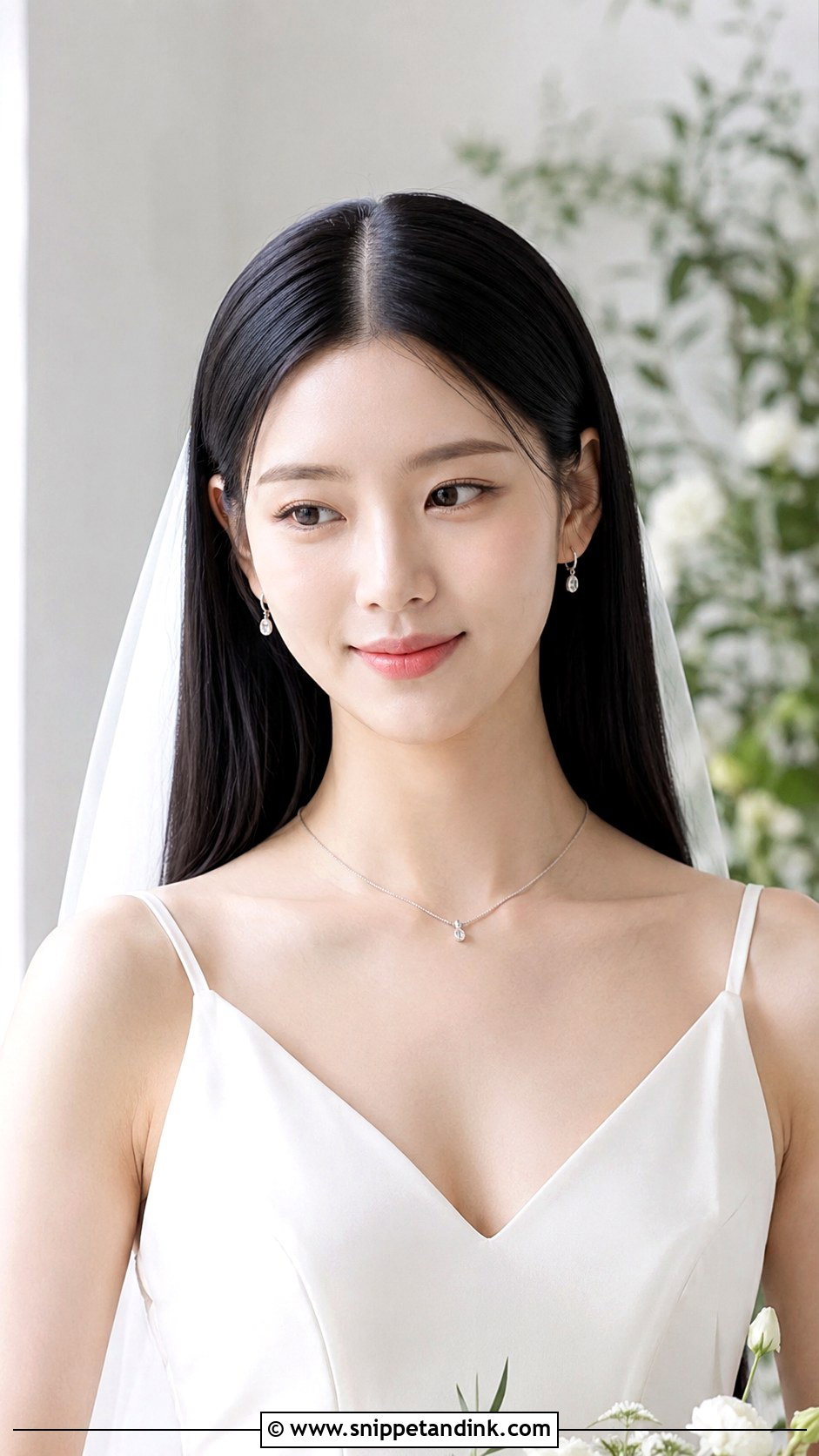 Glossy Straight Hair with Middle Part - Snippet and Ink - 20 Long Open Hair Wedding Hairstyles