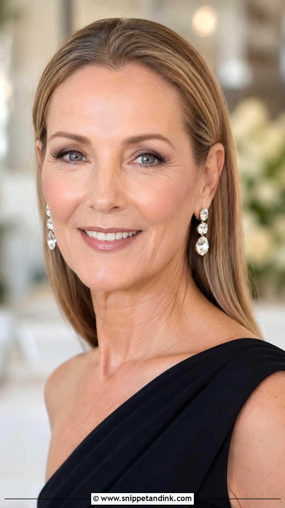 Glossy Straight Hair with Tucked Sides - Snippet and Ink - 30 Mother of the Bride Hair Down Ideas