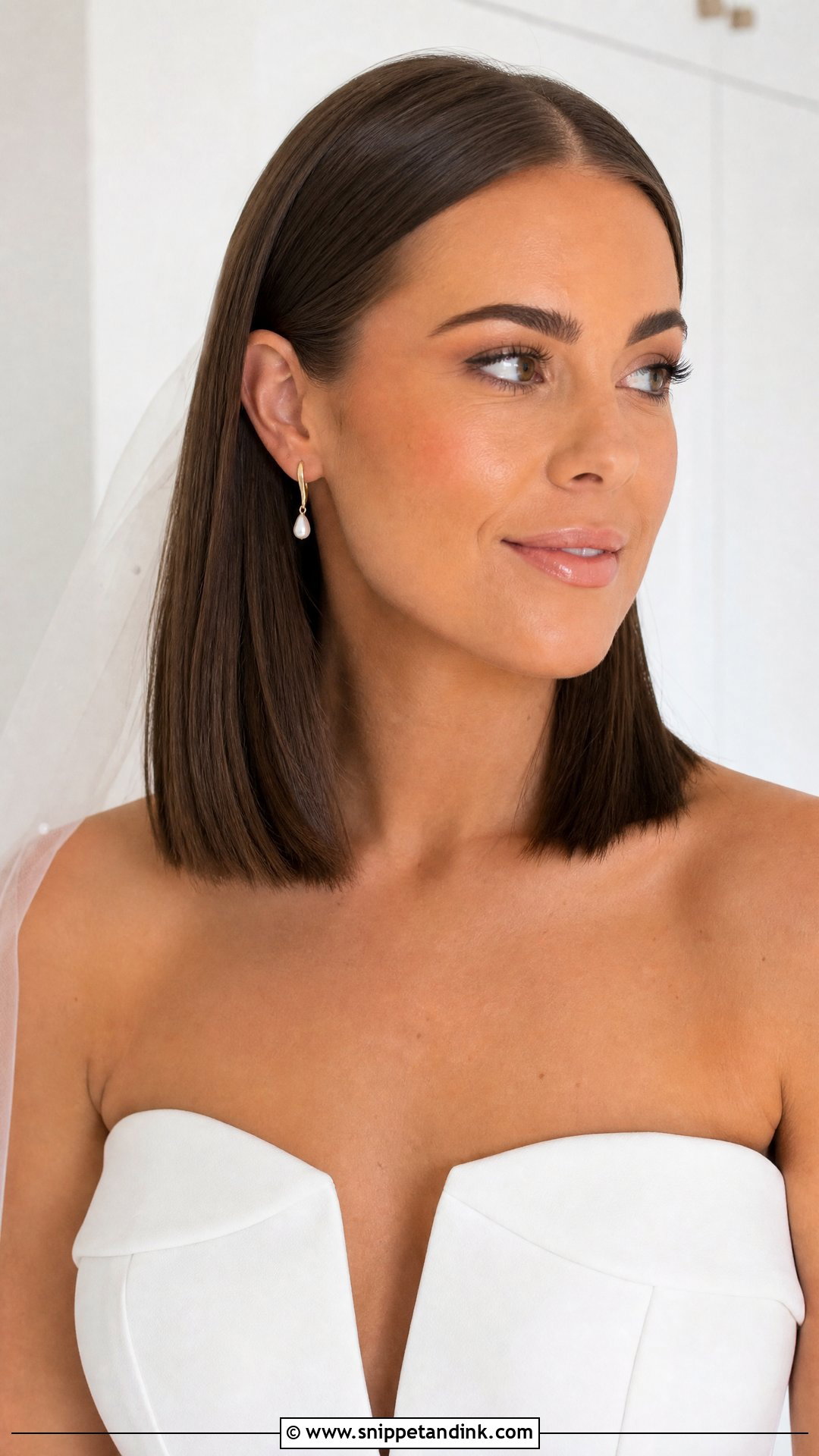 Glossy Straight Lob - Snippet and Ink - 20 Elegant Straight Wedding Hairstyles