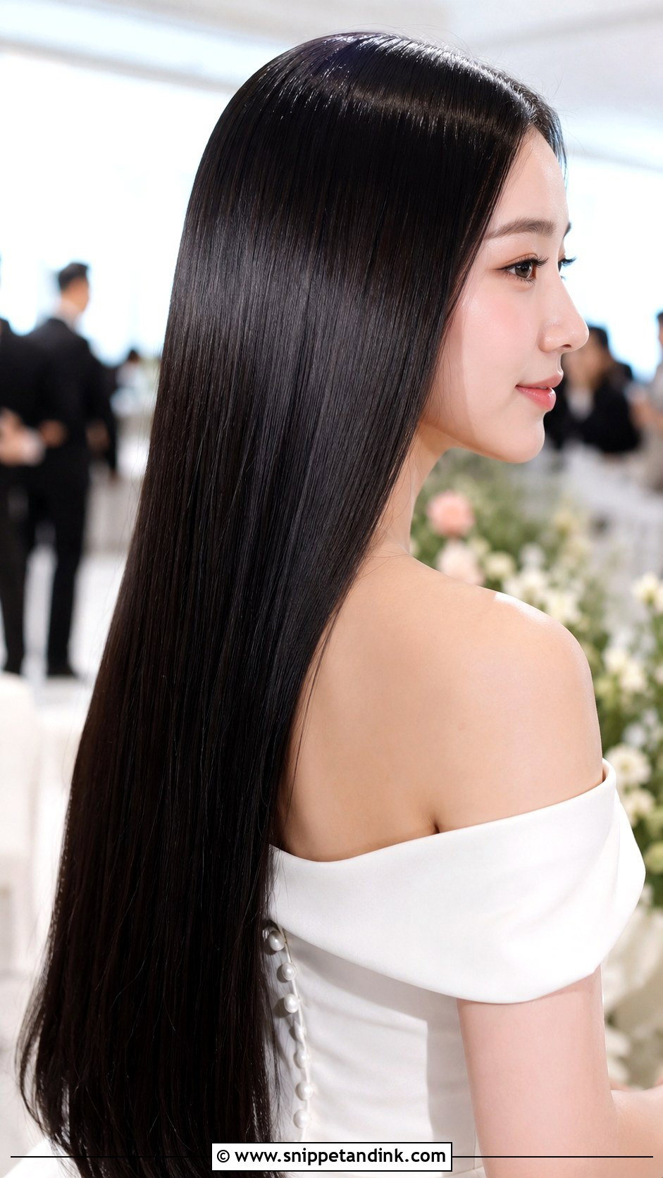 Glossy Straight Wedding Hair Down - Snippet and Ink - 35 Wedding Hair Down Ideas