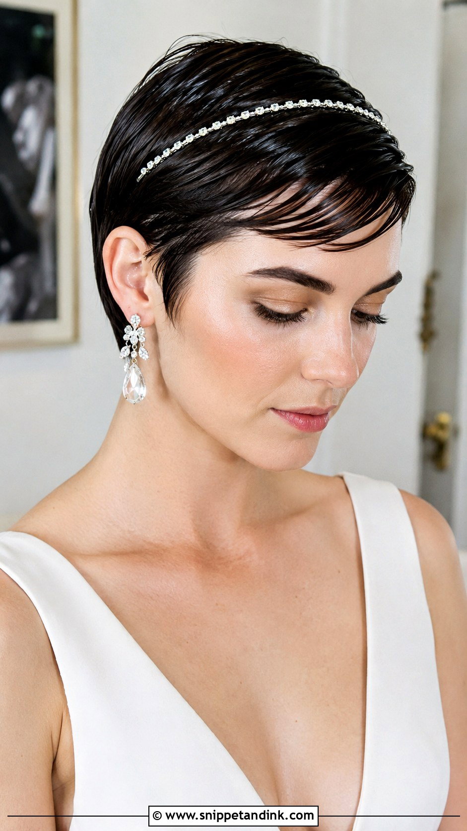 Glossy Wet Look Pixie - Snippet and Ink - 25 Pixie Wedding Hair Ideas
