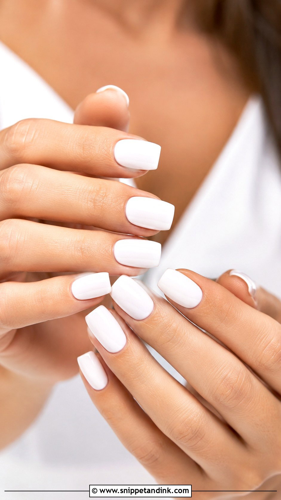 Glossy White Pre Wedding Nails - Snippet and Ink - 20 Nails for Pre Wedding Shoot
