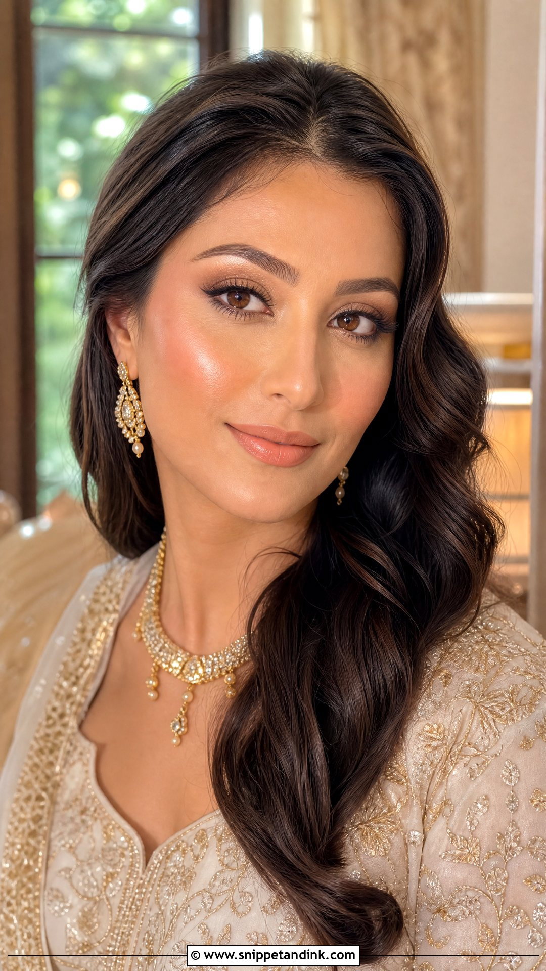 Glowy Bridal Makeup With Peach Lip - Snippet and Ink - 25 Simple Natural Bridal Makeup Ideas