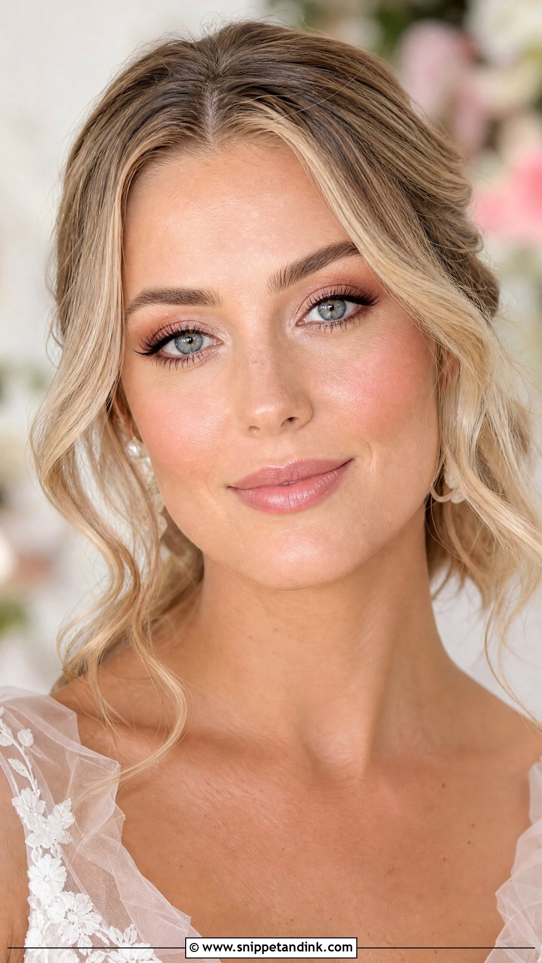 Glowy Bridal Makeup With Pink Lip For Green Eyes - Snippet and Ink - 20 Natural Glowy Wedding Makeup for Green Eyes