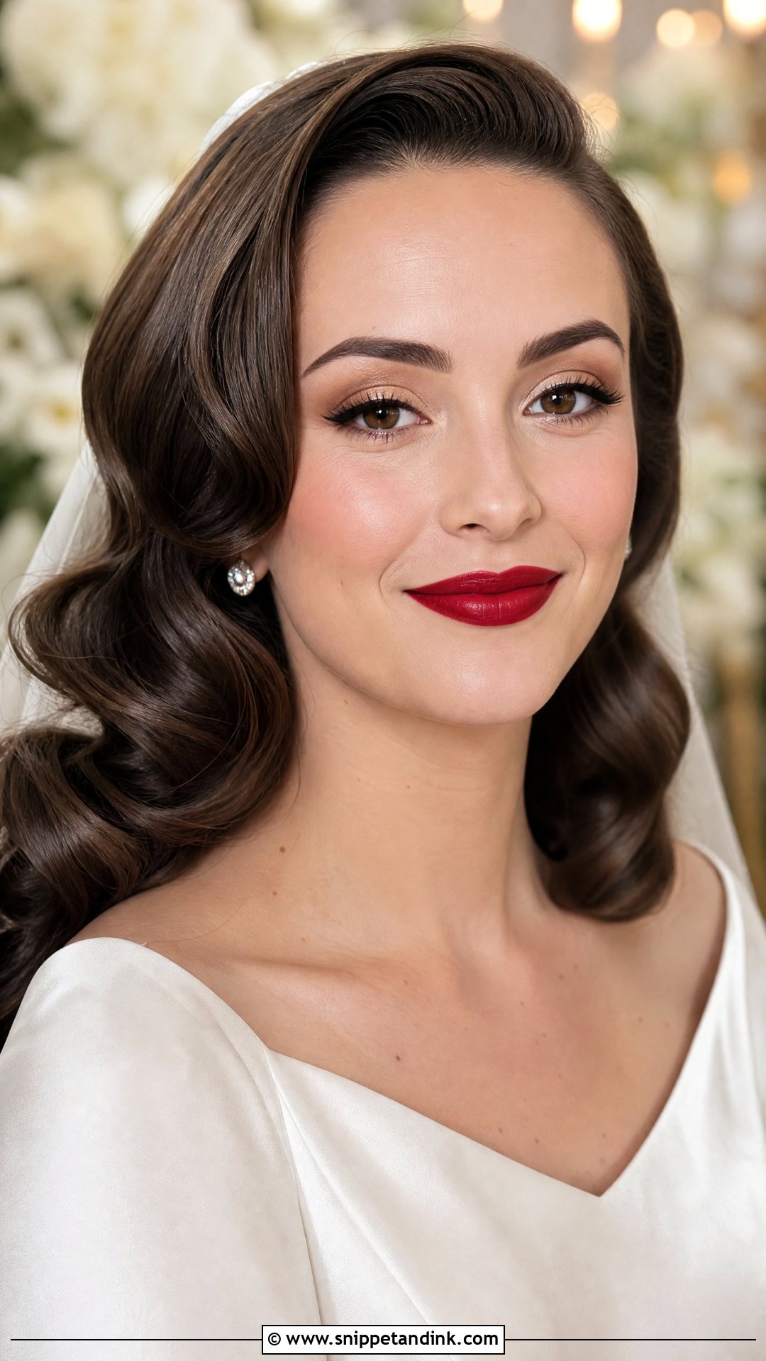Glowy Bridal Makeup With Red Lip - Snippet and Ink - 30 Glowy Bridal Makeup Ideas