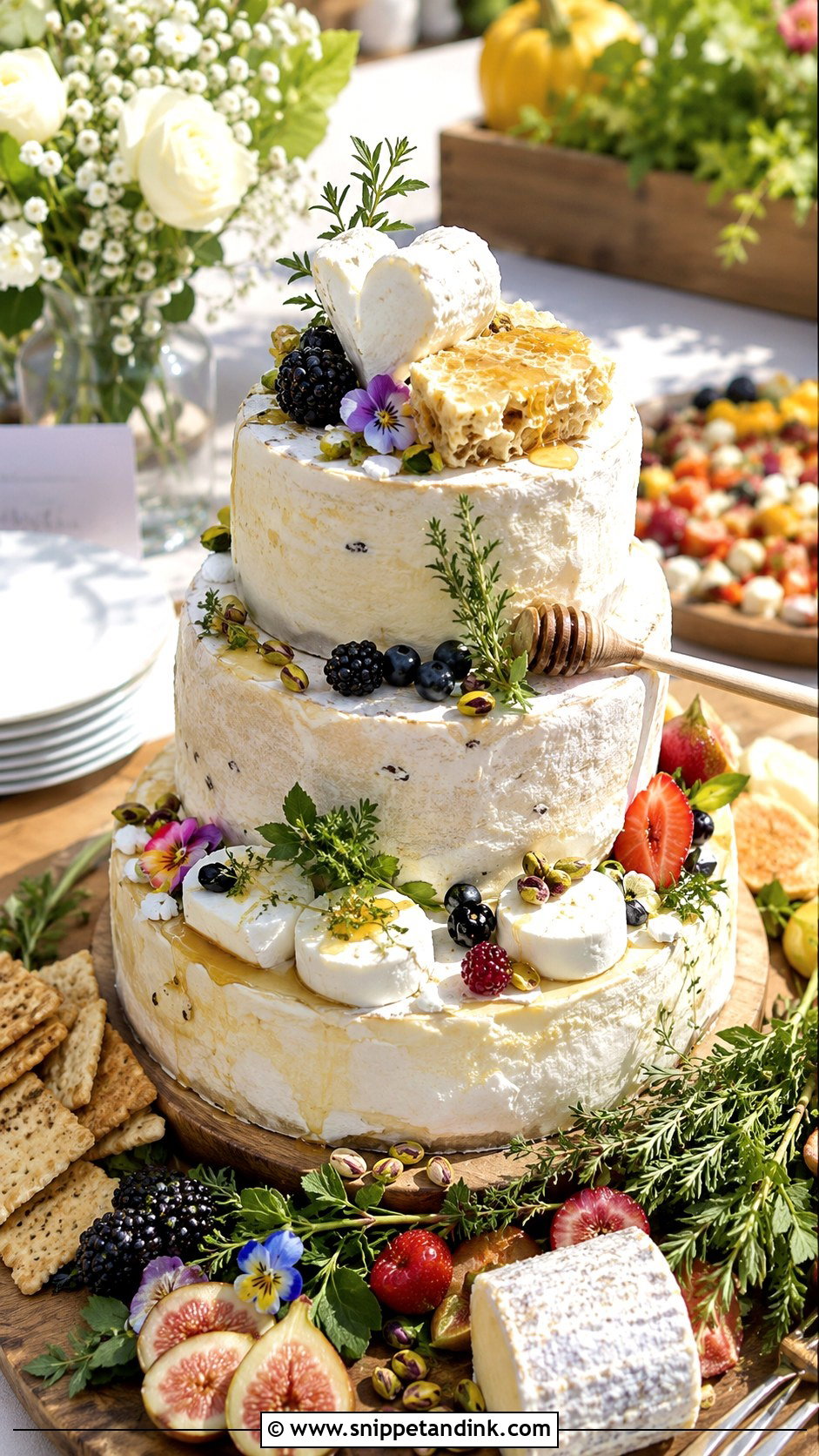 Goat Cheese Board Wedding Cake - Snippet and Ink - 20 Cheese Board Wedding Cake Ideas