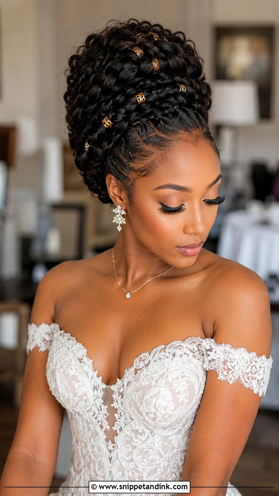 Goddess Braid Curly Updo - Snippet and Ink - 30 Curly Hair Updo Wedding Ideas