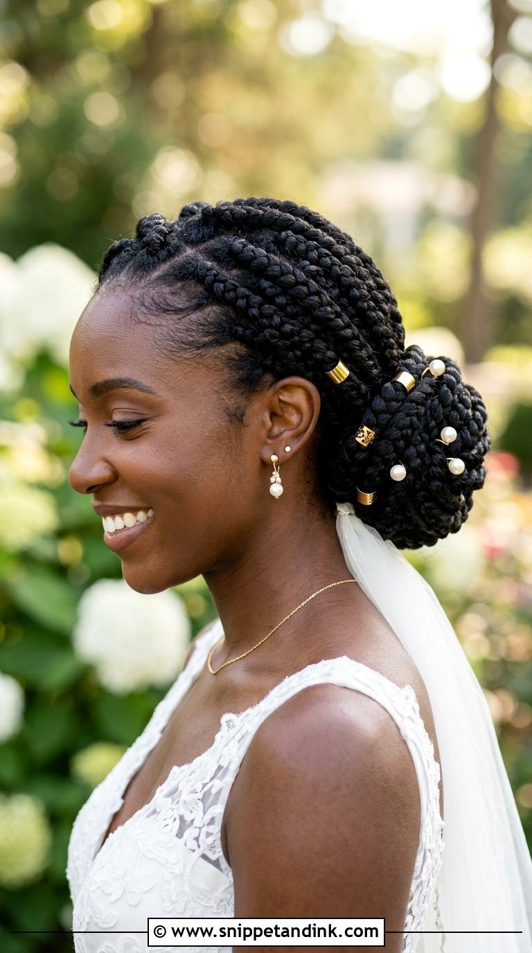 Goddess Braids Bridal Bun - Snippet and Ink - 20 Bridal Hairstyles for Black Women