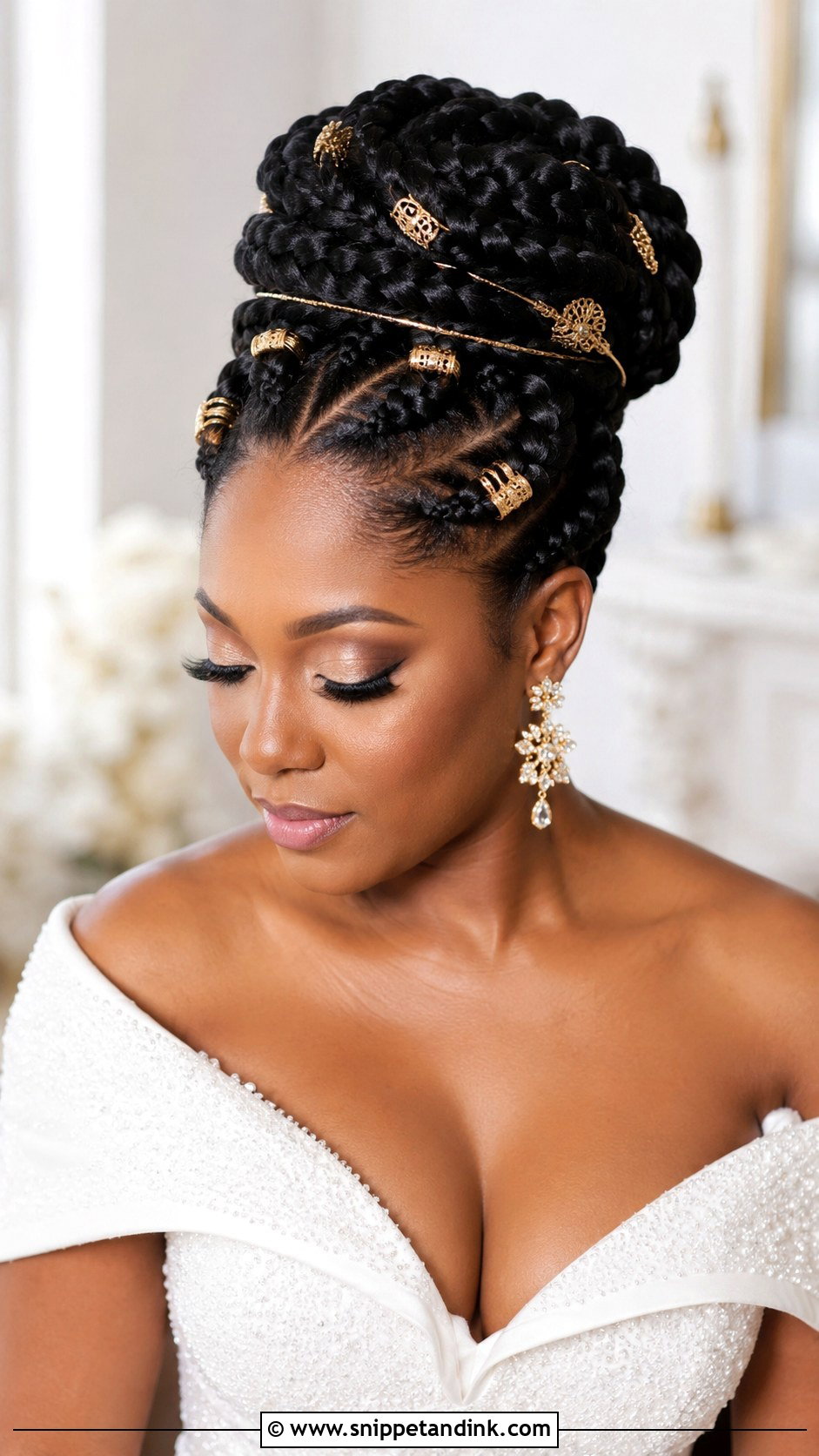 Goddess Braids Bridal Updo - Snippet and Ink - 25 Black Hair Wedding Styles
