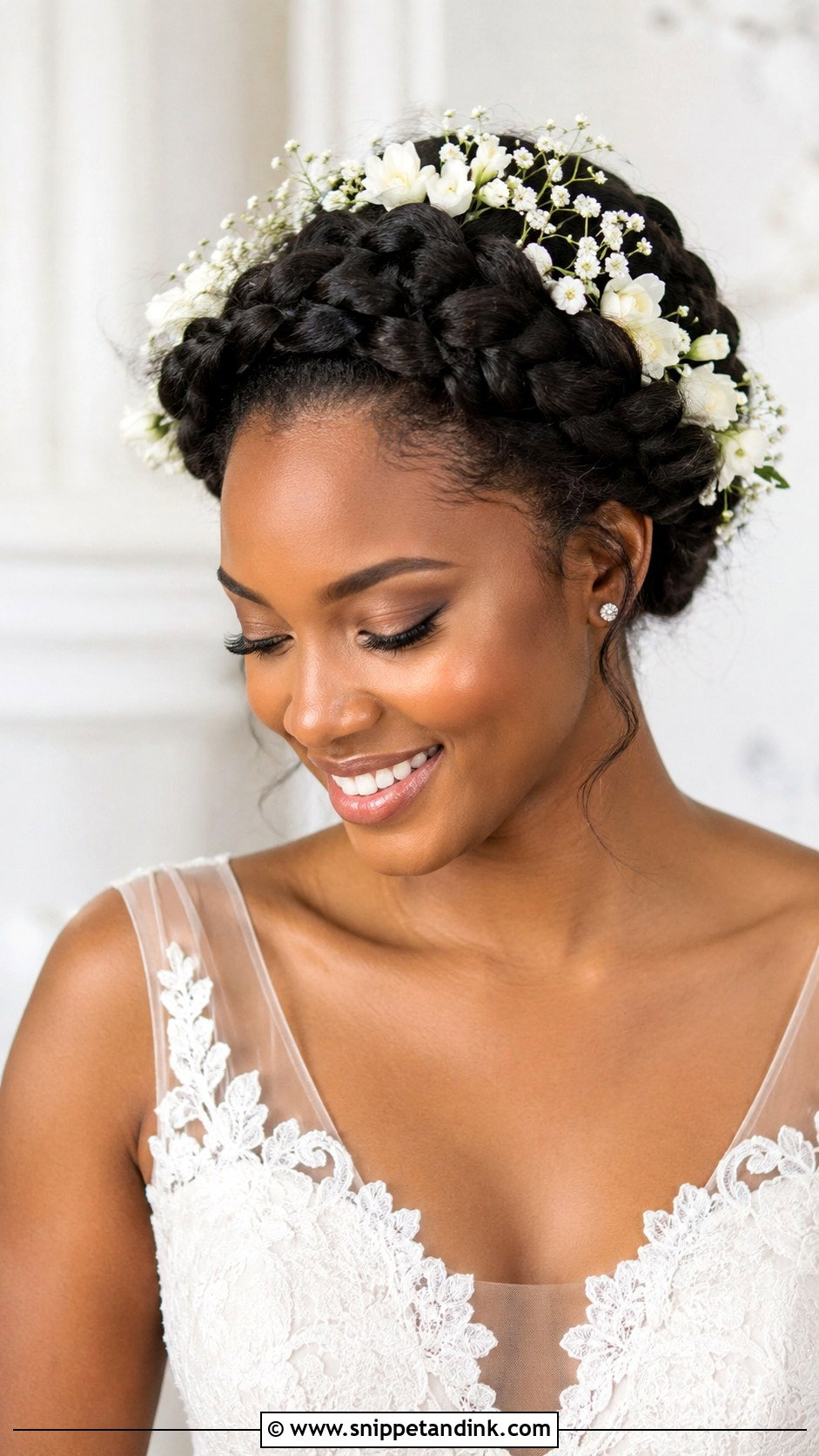 Goddess Braids Crown - Snippet and Ink - 20 Black Hair Wedding Hairstyles