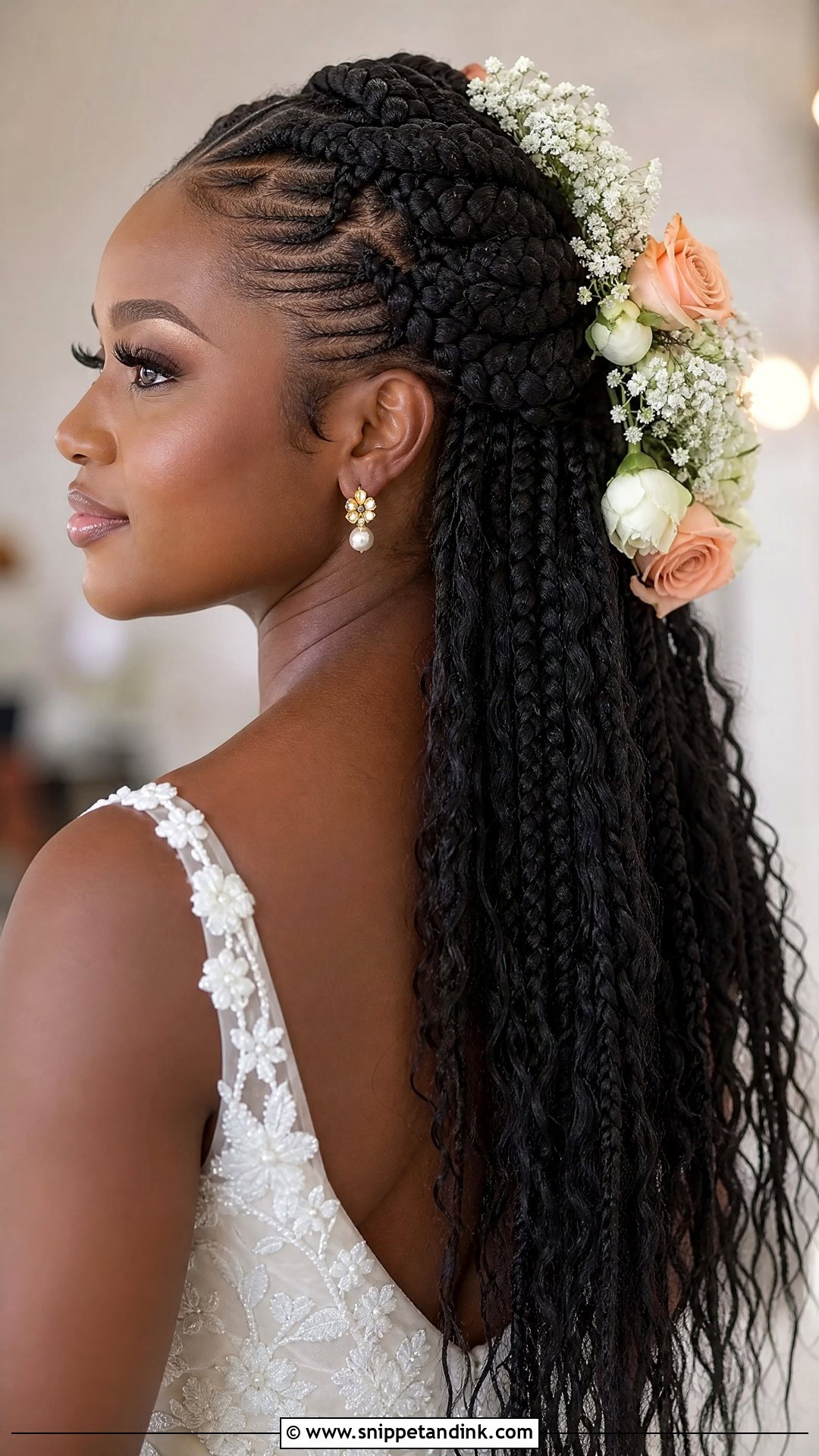 Goddess Braids Half Up Half Down - Snippet and Ink - 20 African Bridal Hairstyles