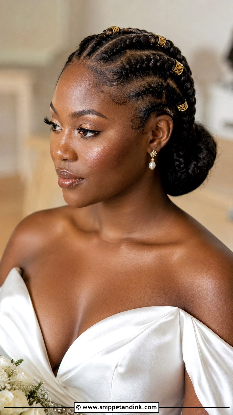 Goddess Braids Into A Low Bun - Snippet and Ink - 30 Natural Hair Bride Ideas