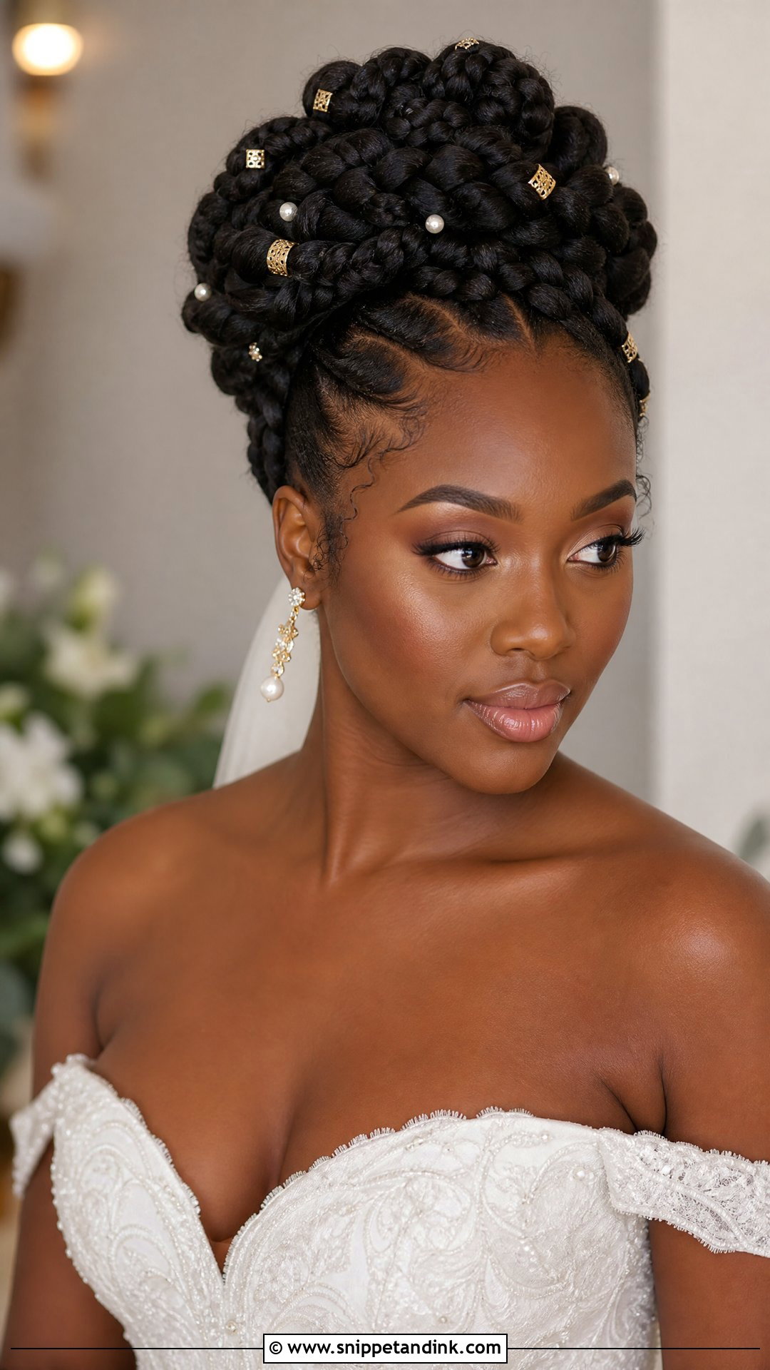 Goddess Braids Updo for Black Brides - Snippet and Ink - 25 Bridal Hair Black Women Ideas